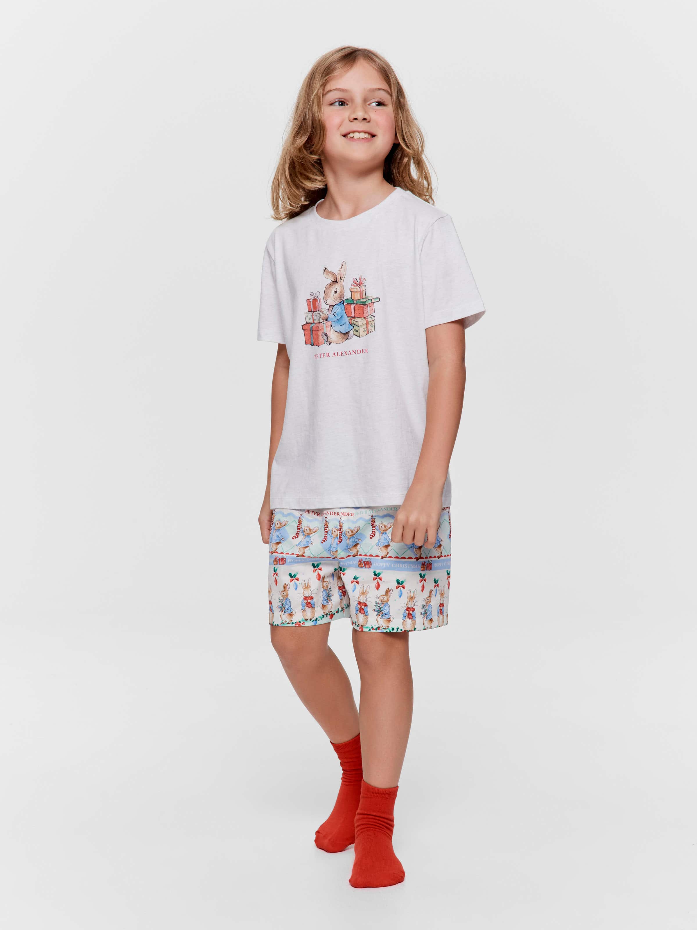 Boys Peter Rabbit Christmas 100% Cotton Short Pj Set