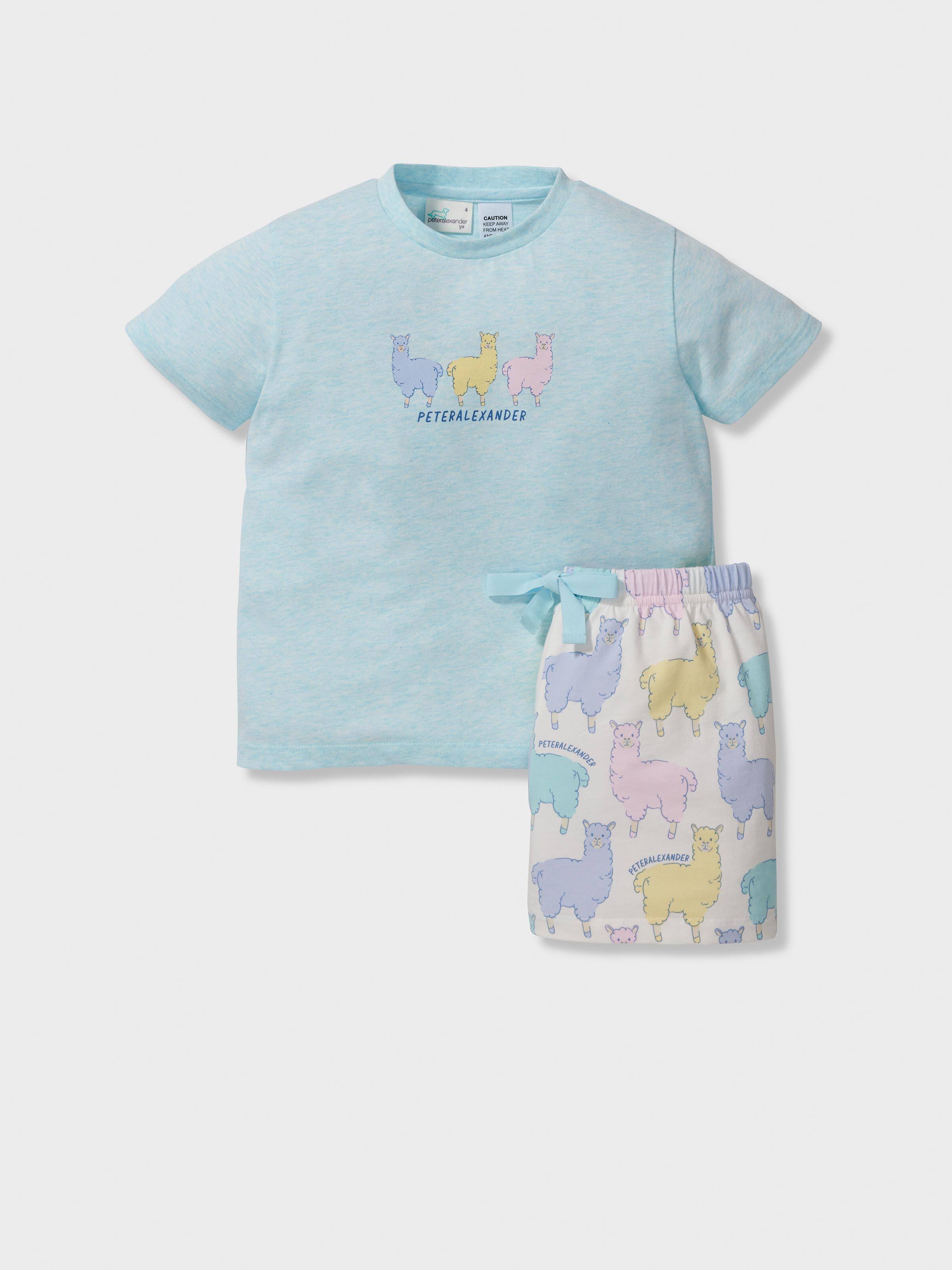 Jnr Girls Colourful Llama Short Pj Set
