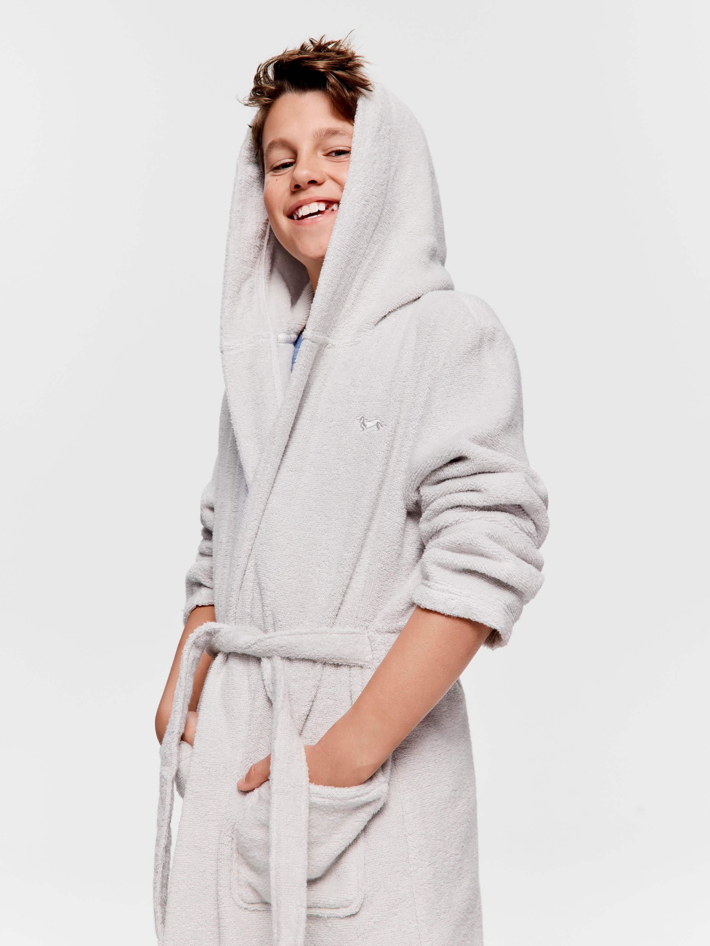 Kids Grey Toweling Gown