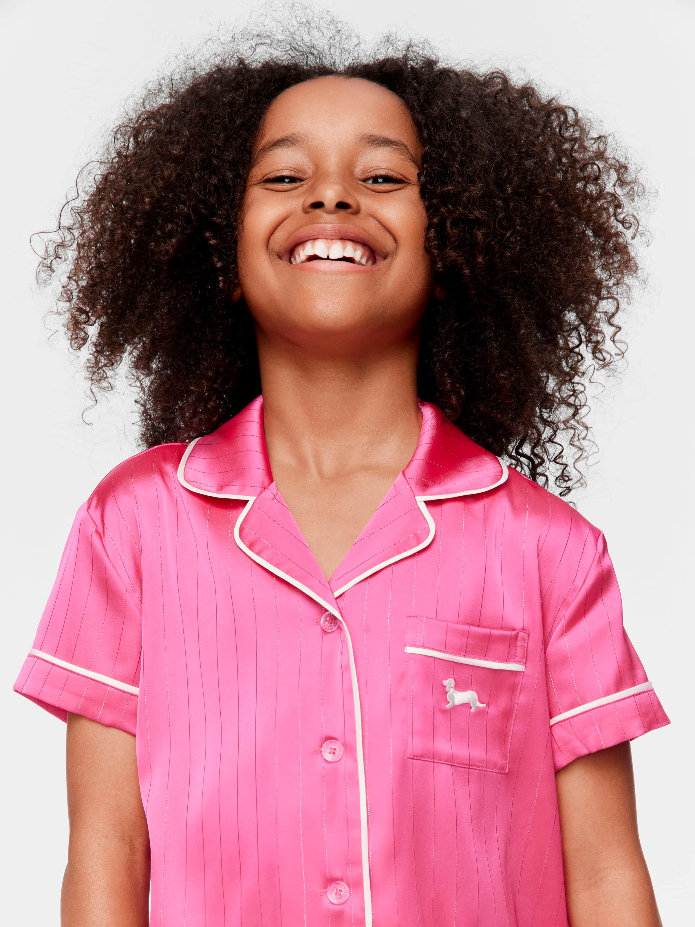 Girls Pink Satin Stripe Nightshirt