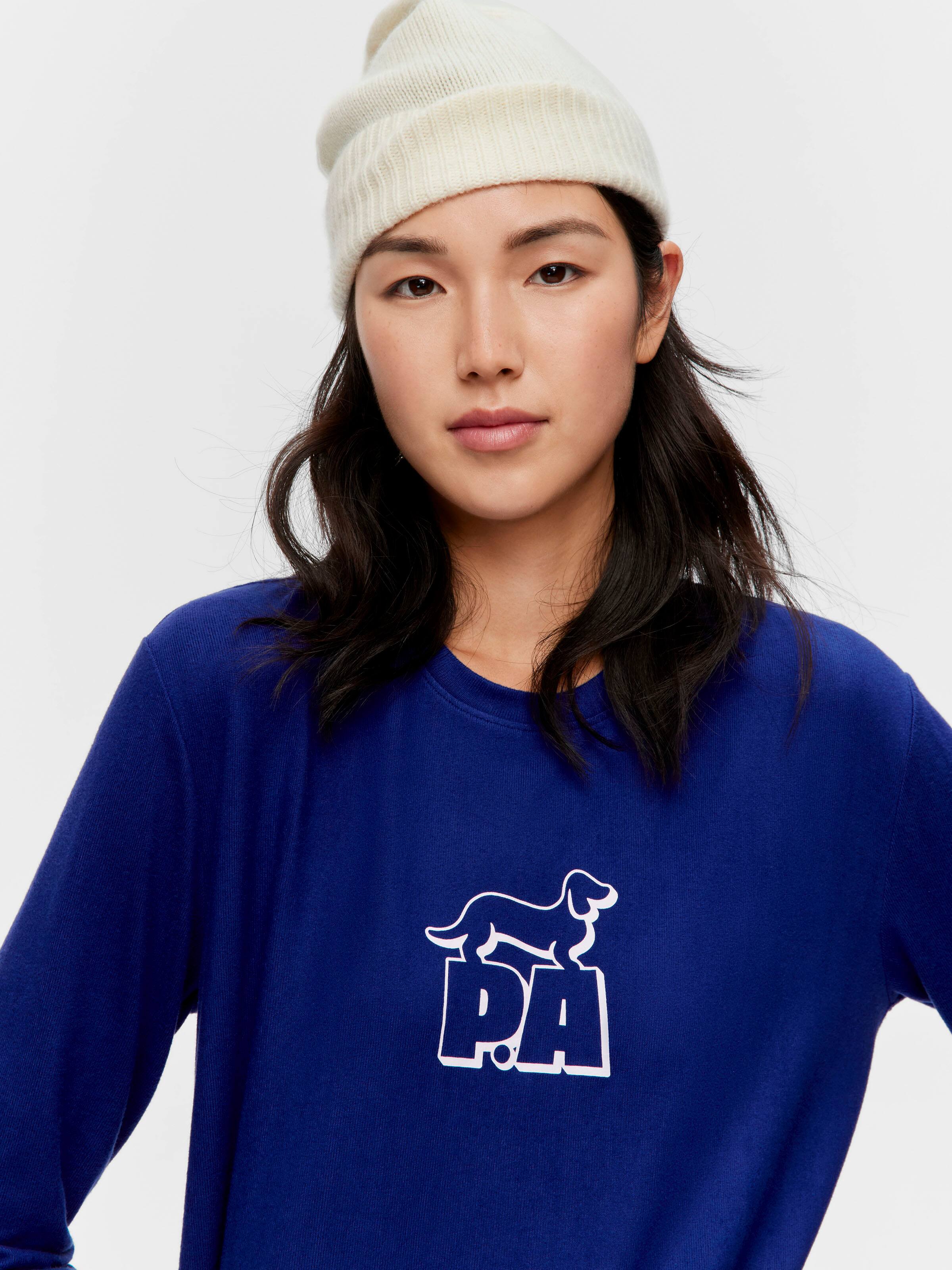 Navy Plush Block Logo Sweater