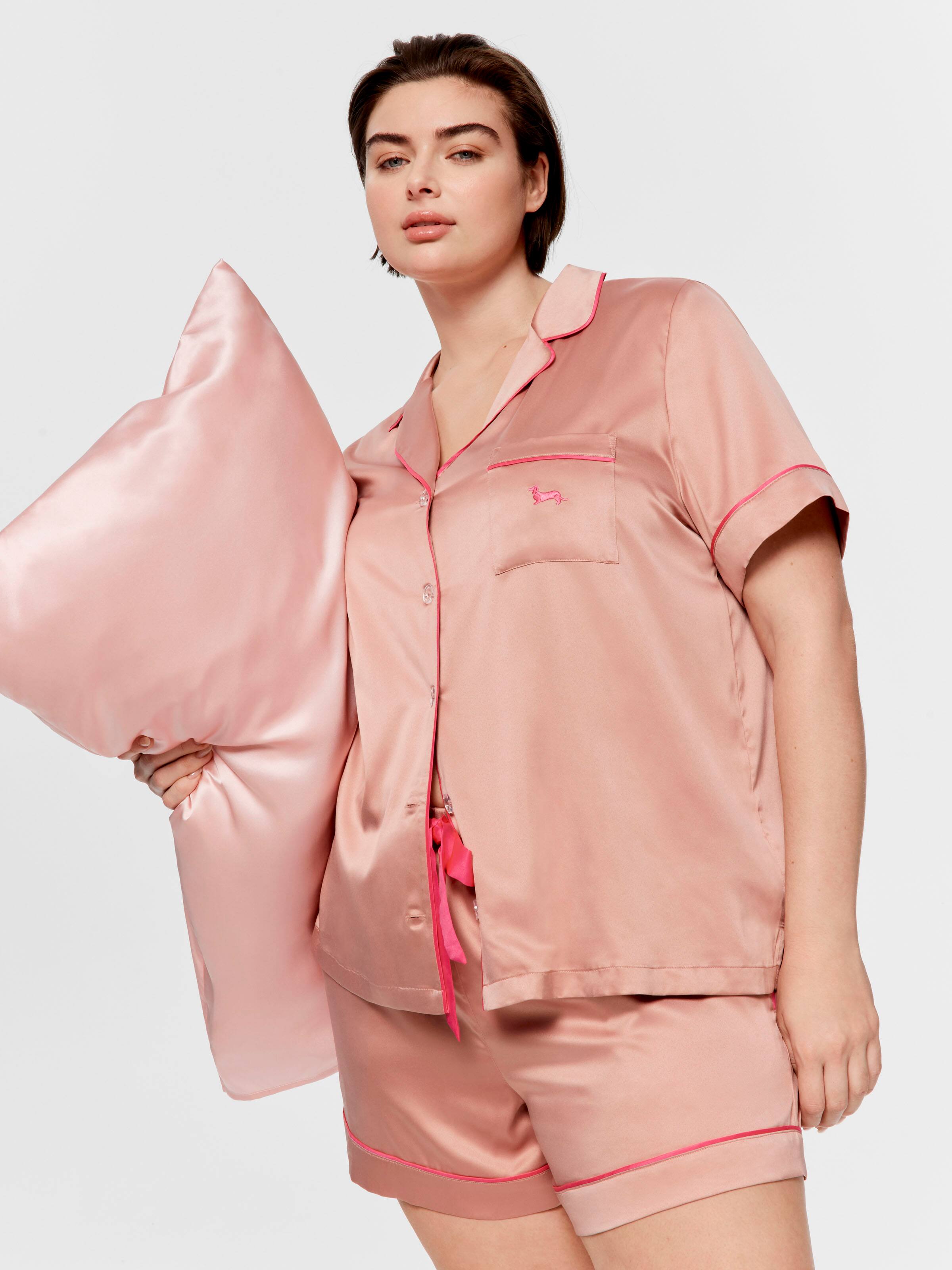 P.A. Plus Nougat Chic Satin Shortie Pj Set