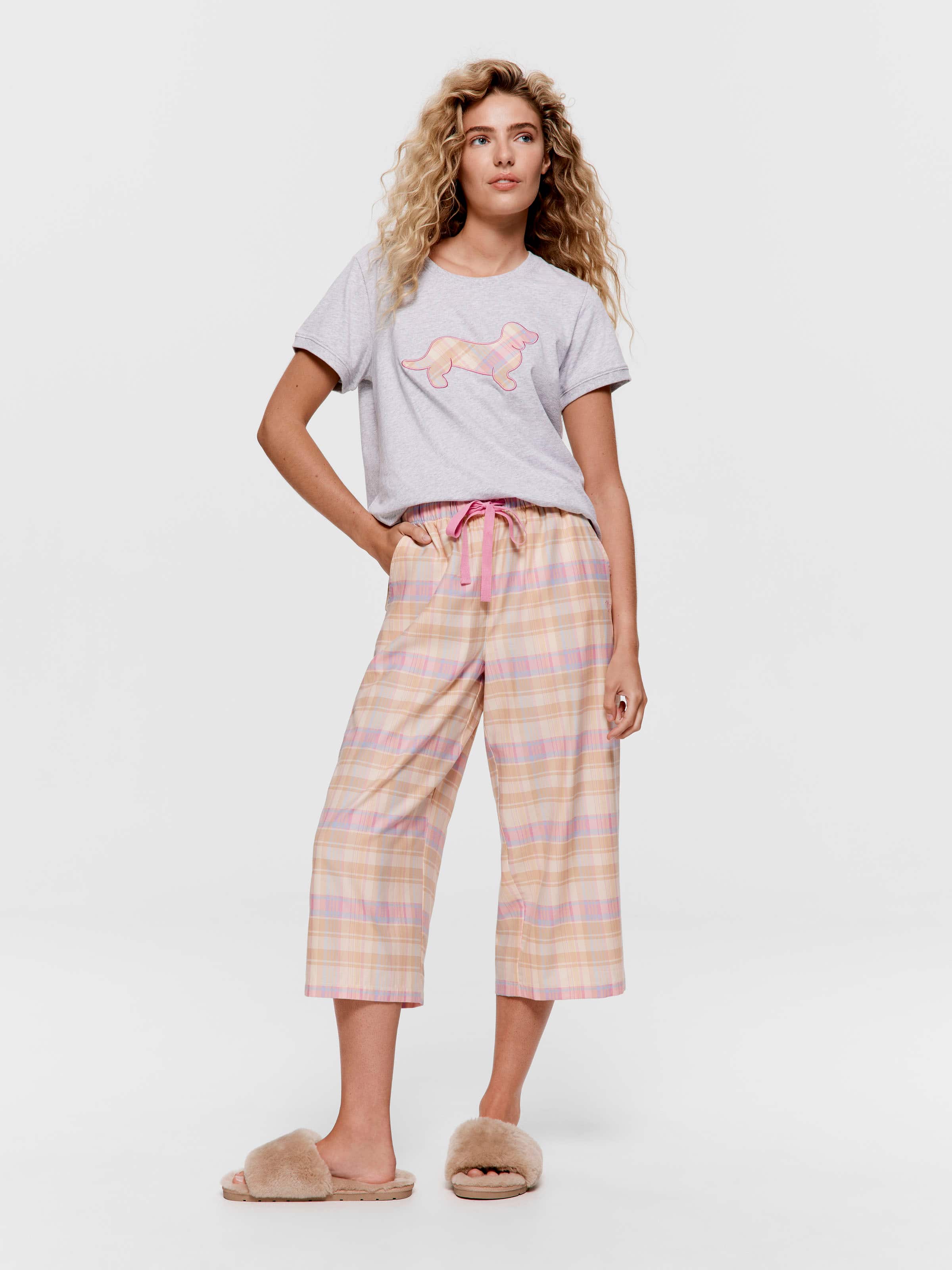 Toffee Check 3/4 Pj Pant