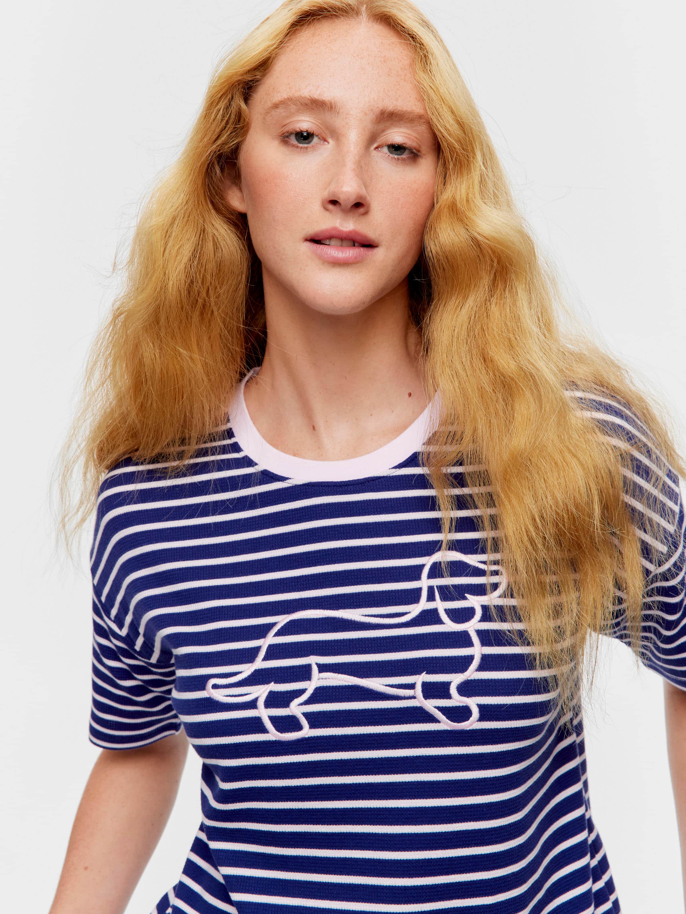 Navy Waffle Stripe Tee