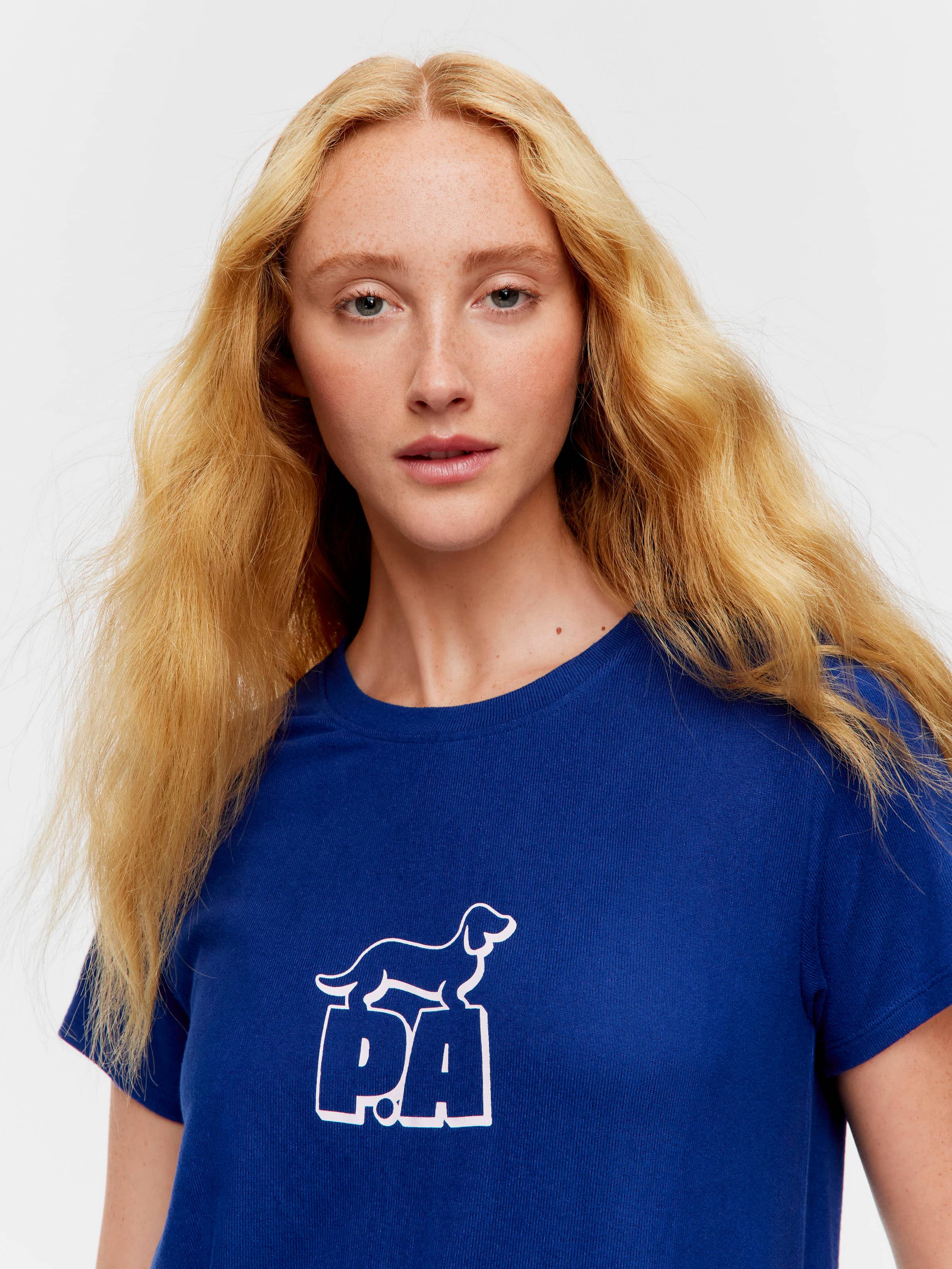 Navy Plush Block Logo Tee