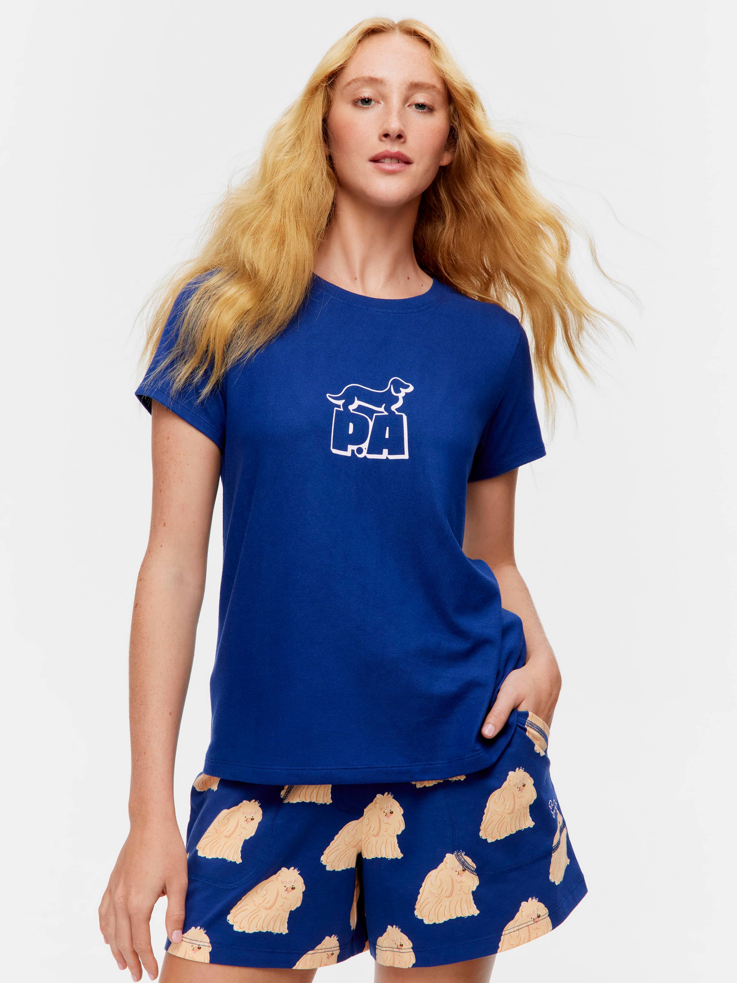 Navy Plush Block Logo Tee