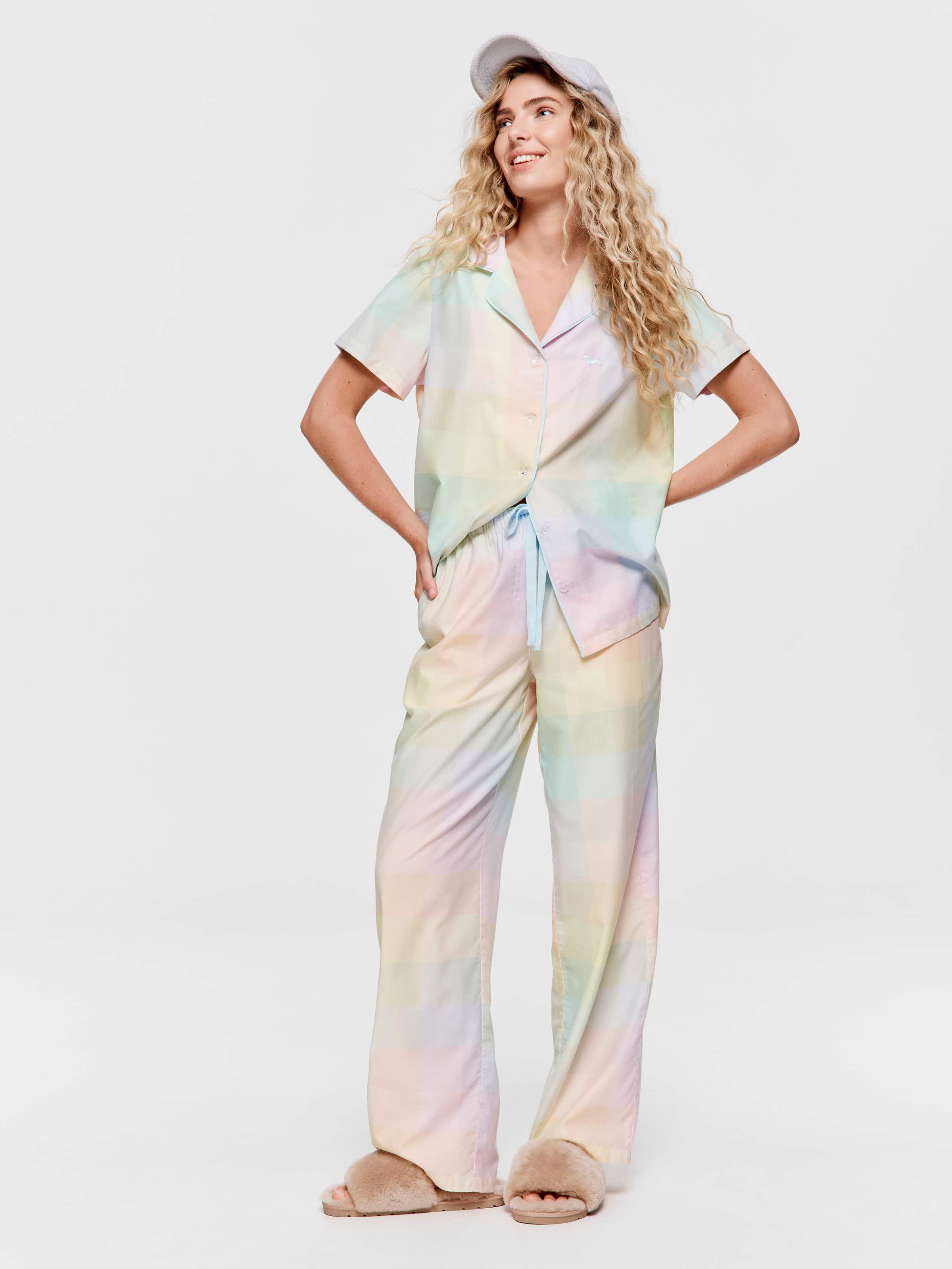 Rainbow Check Short Sleeve & Pant Pj Set