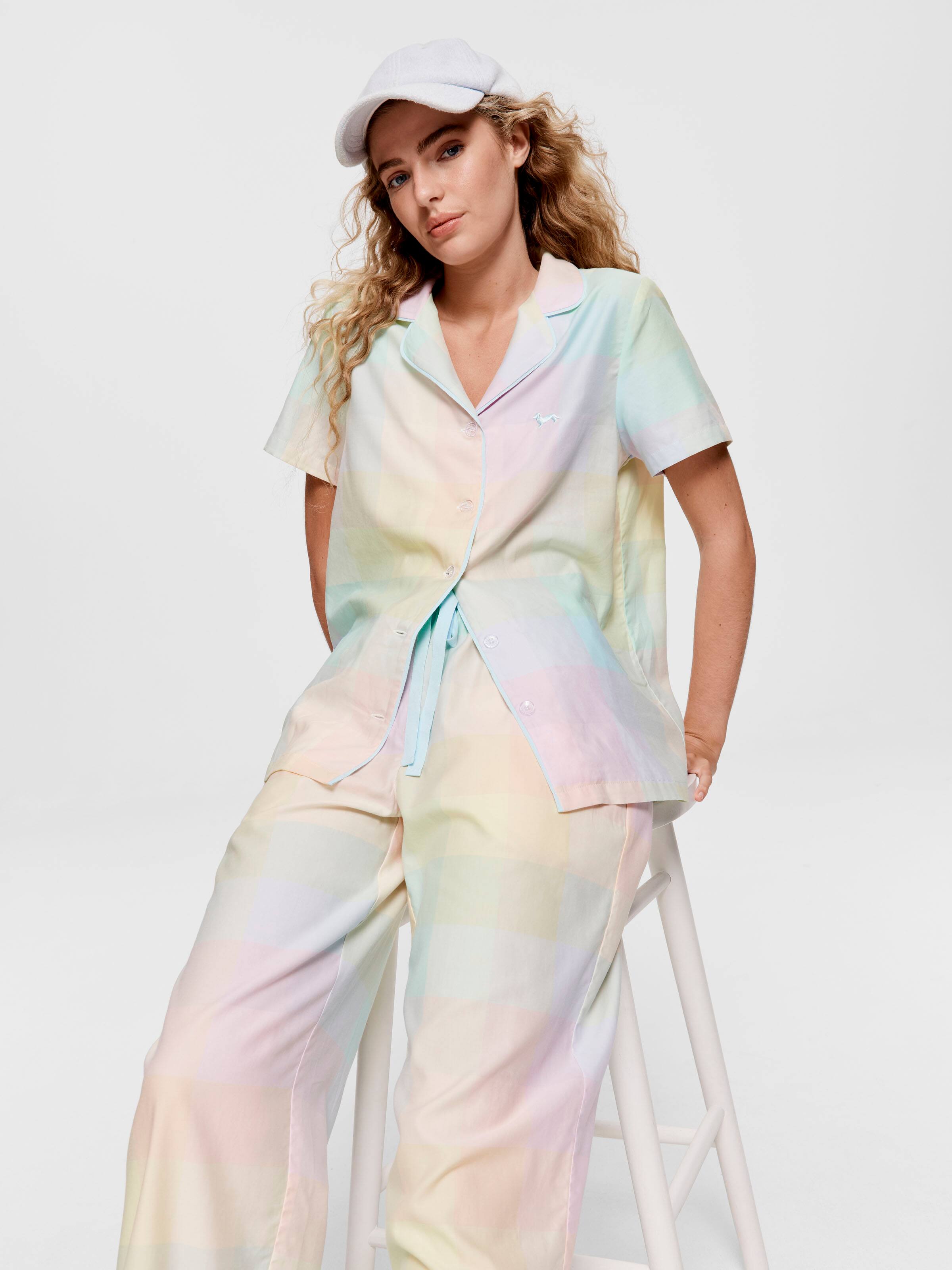 Rainbow Check Short Sleeve & Pant Pj Set