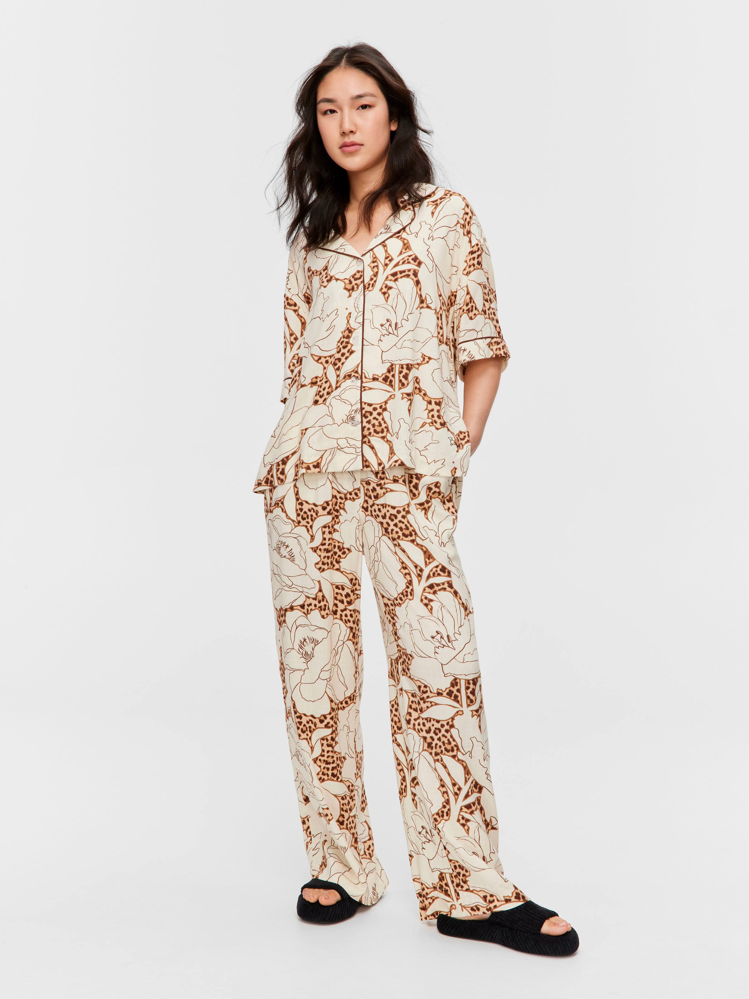 Rose Print Short Sleeve Classic Pj Set