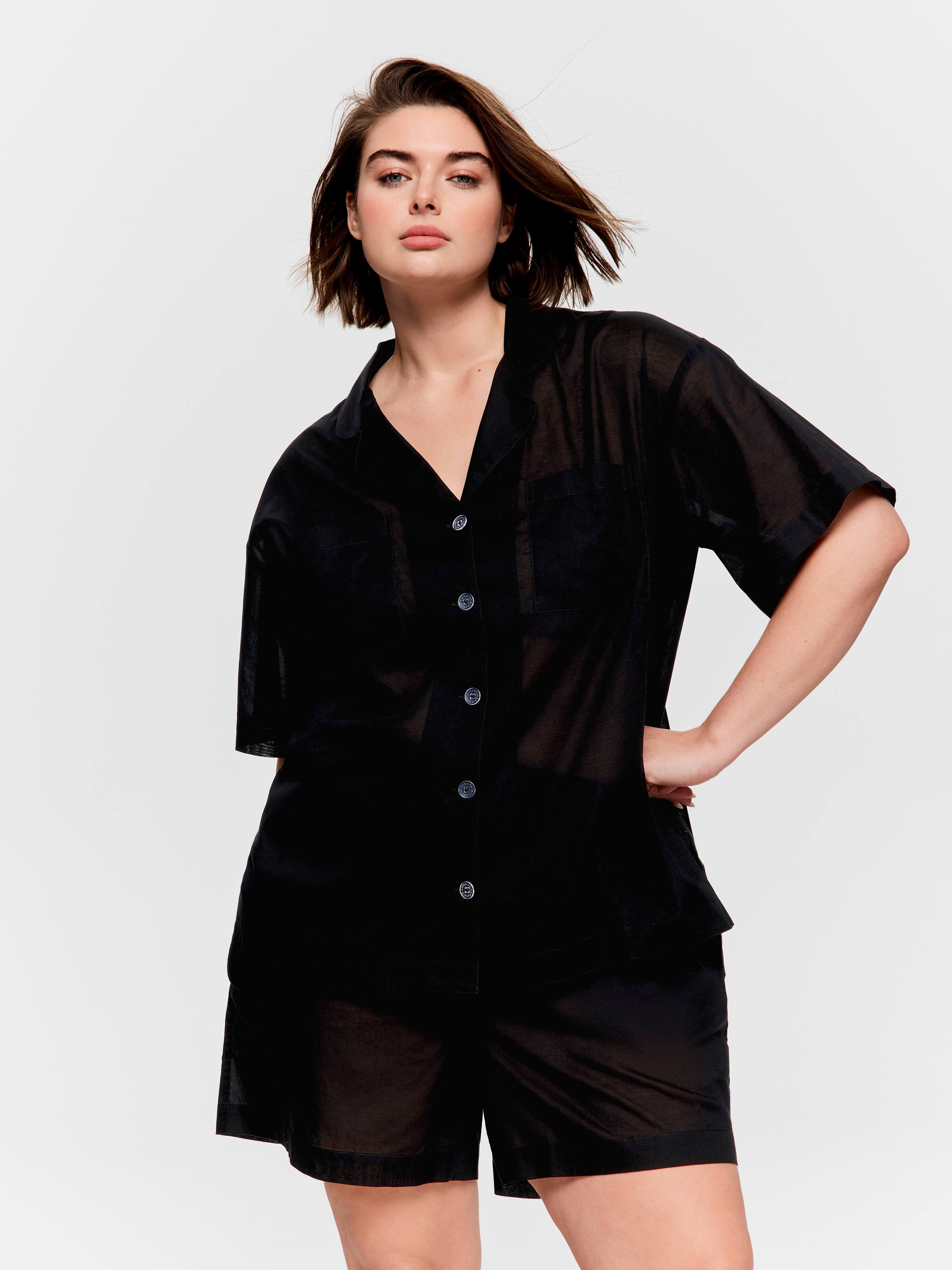 P.A. Plus Black 100% Cotton Short Sleeve Shirt