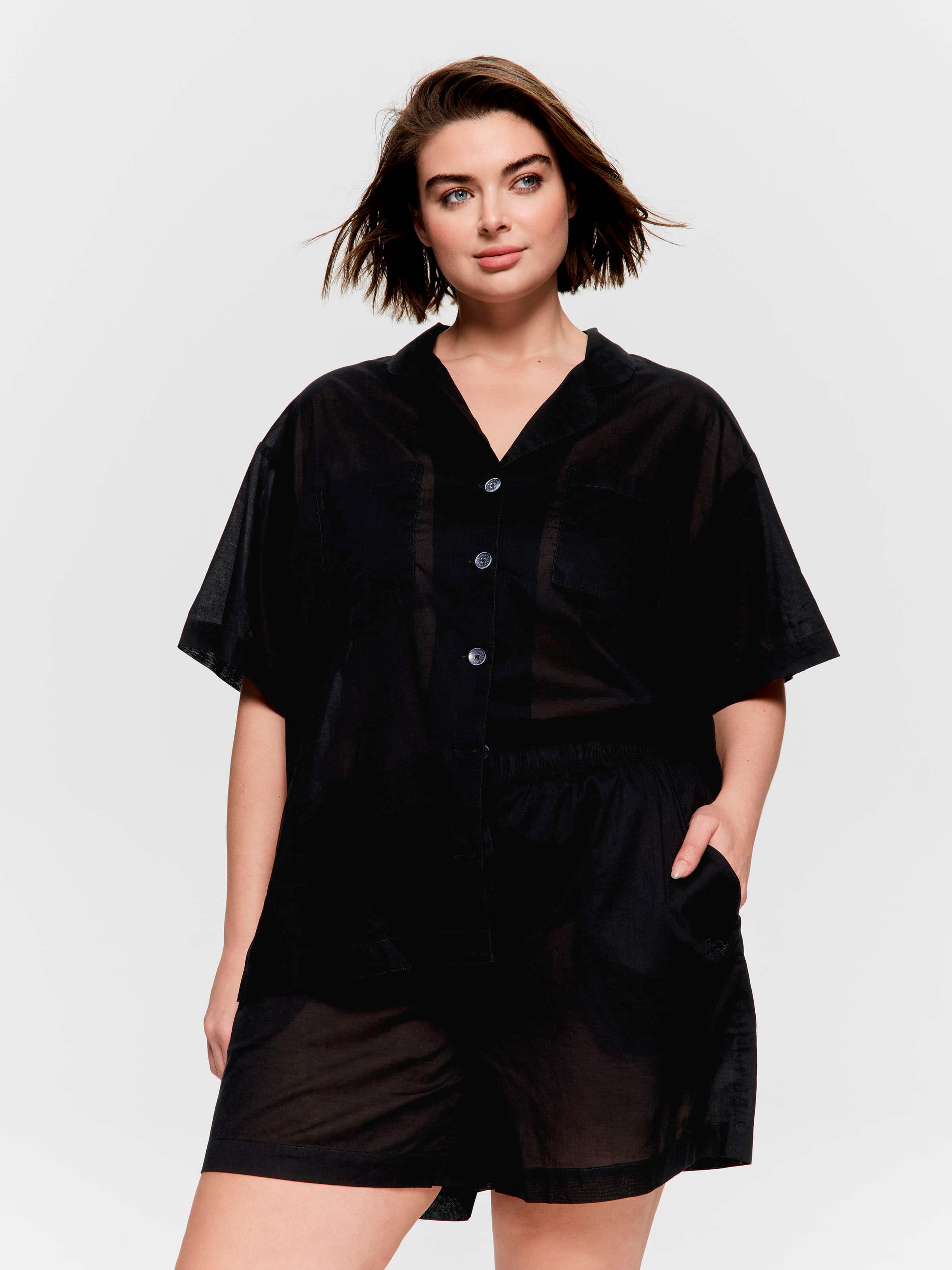 P.A. Plus Black 100% Cotton Long Short