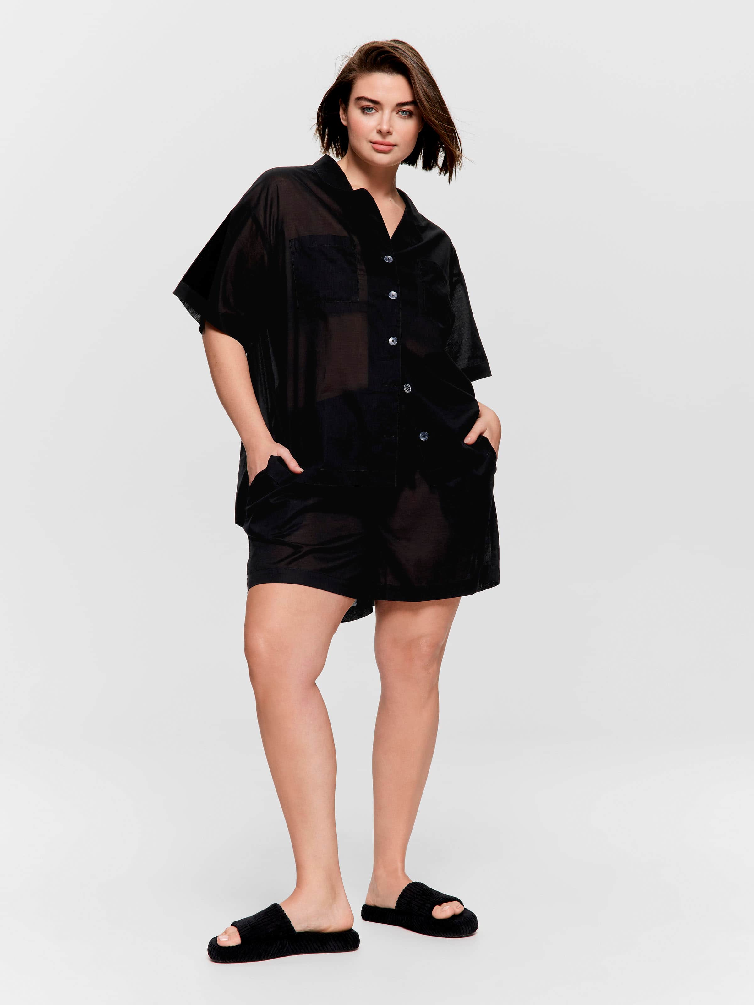 P.A. Plus Black 100% Cotton Long Short