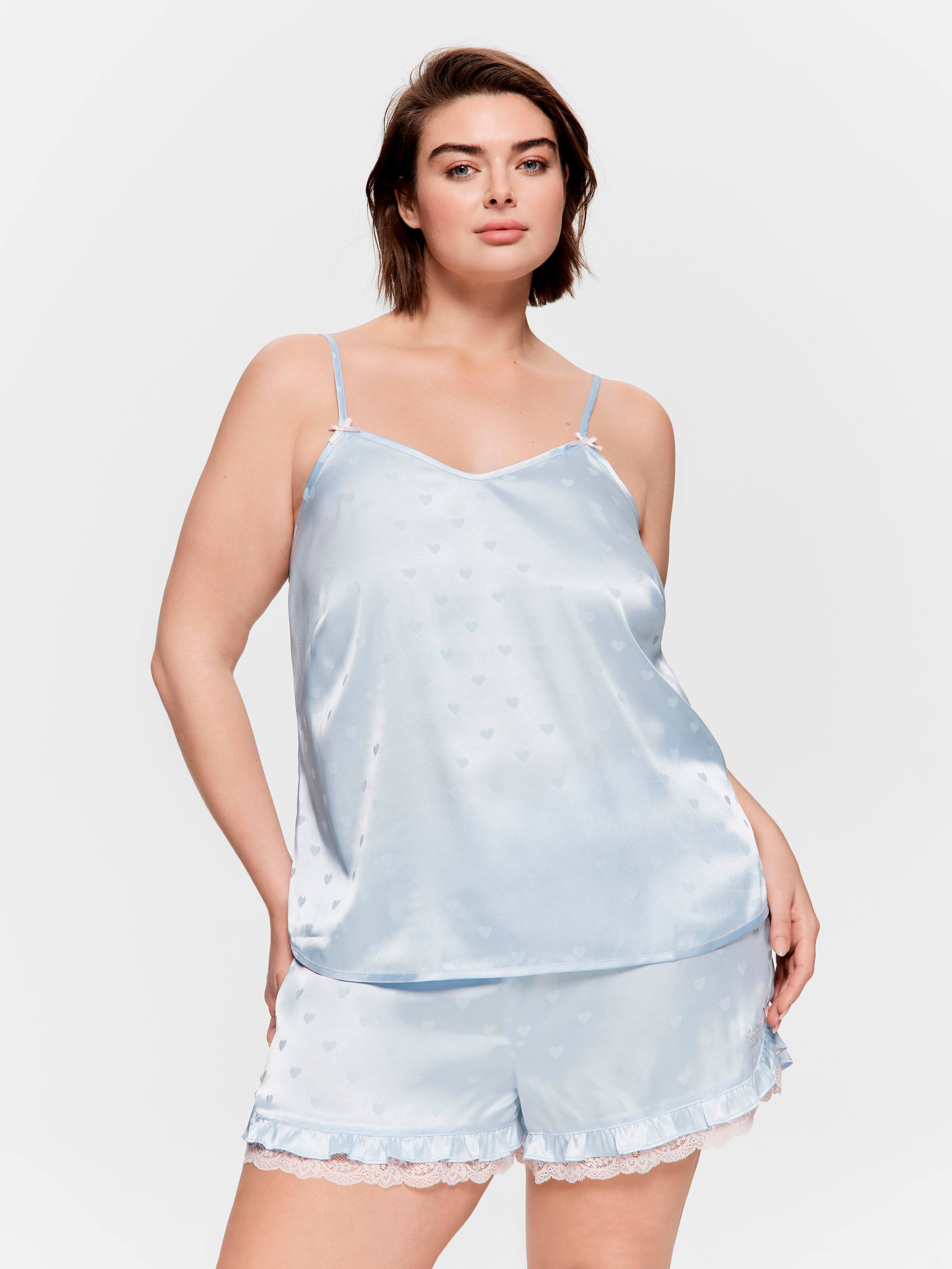 P.A. Plus Blue Heart Satin Cami