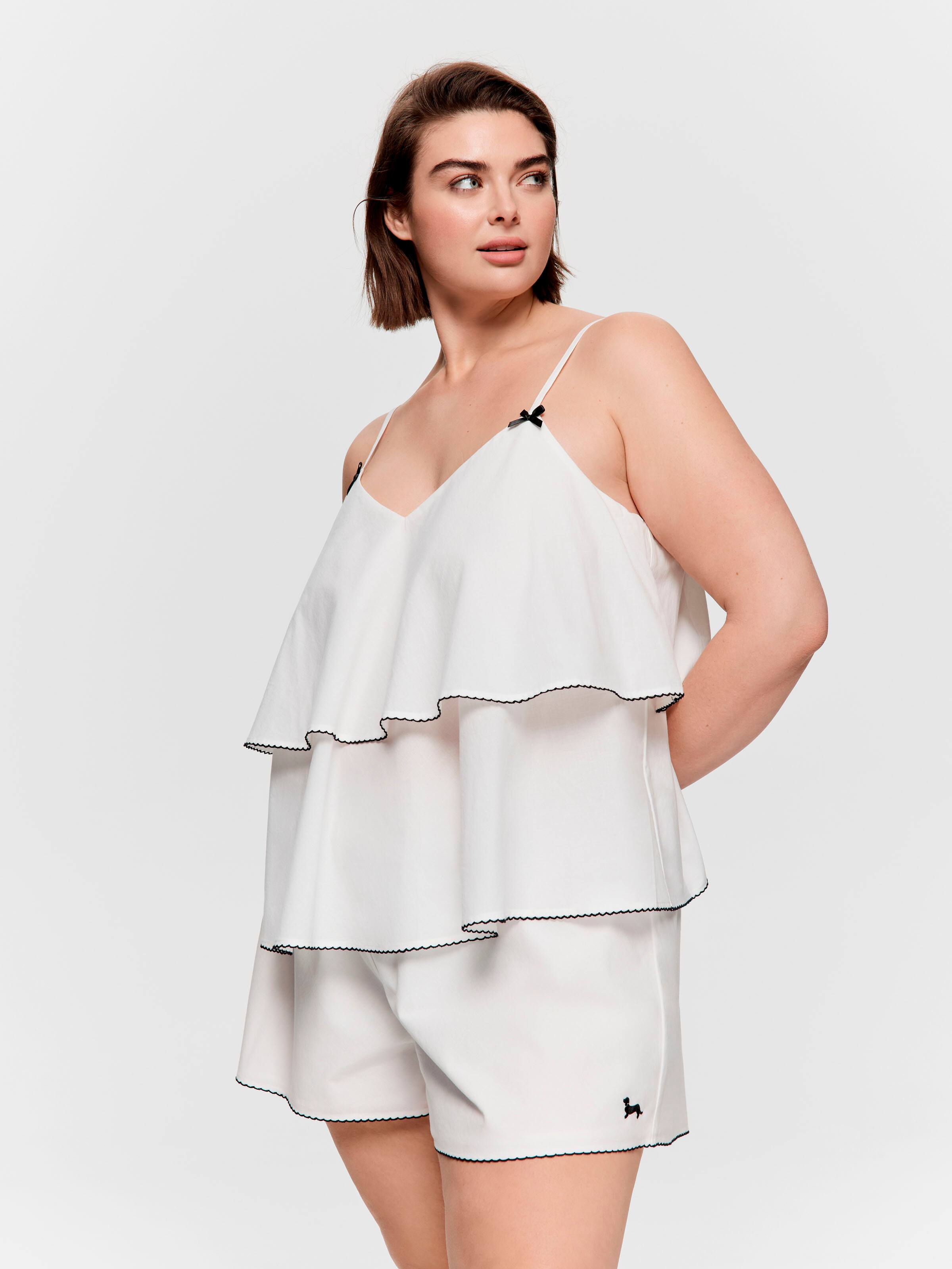 P.A. Plus White Cami 100% Cotton Shortie Set