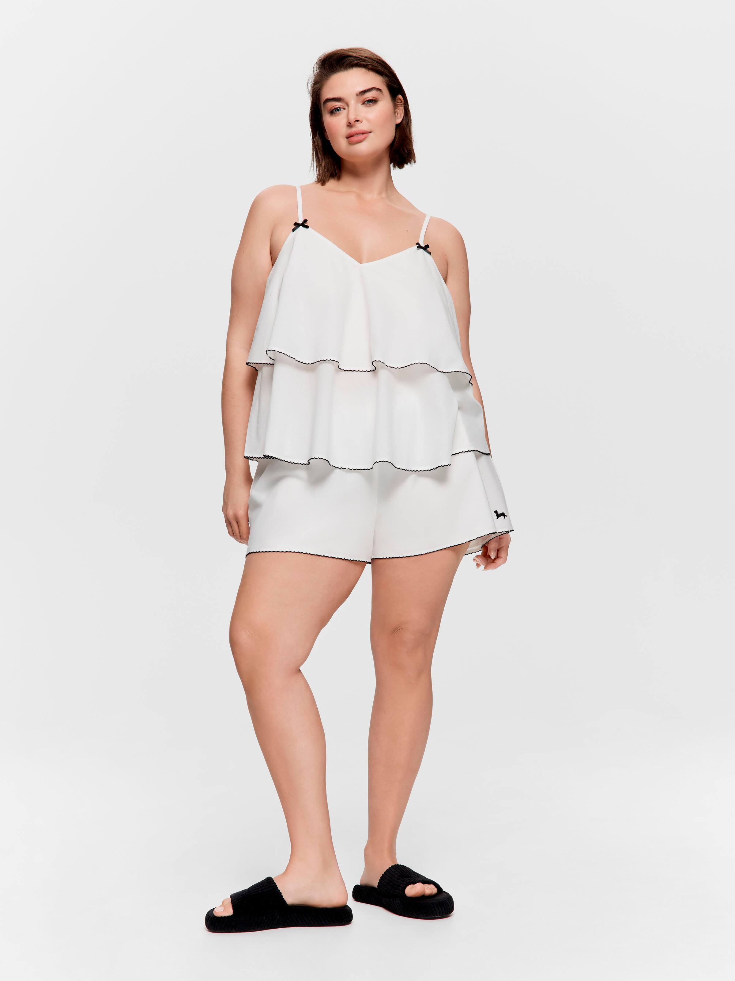 P.A. Plus White Cami 100% Cotton Shortie Set