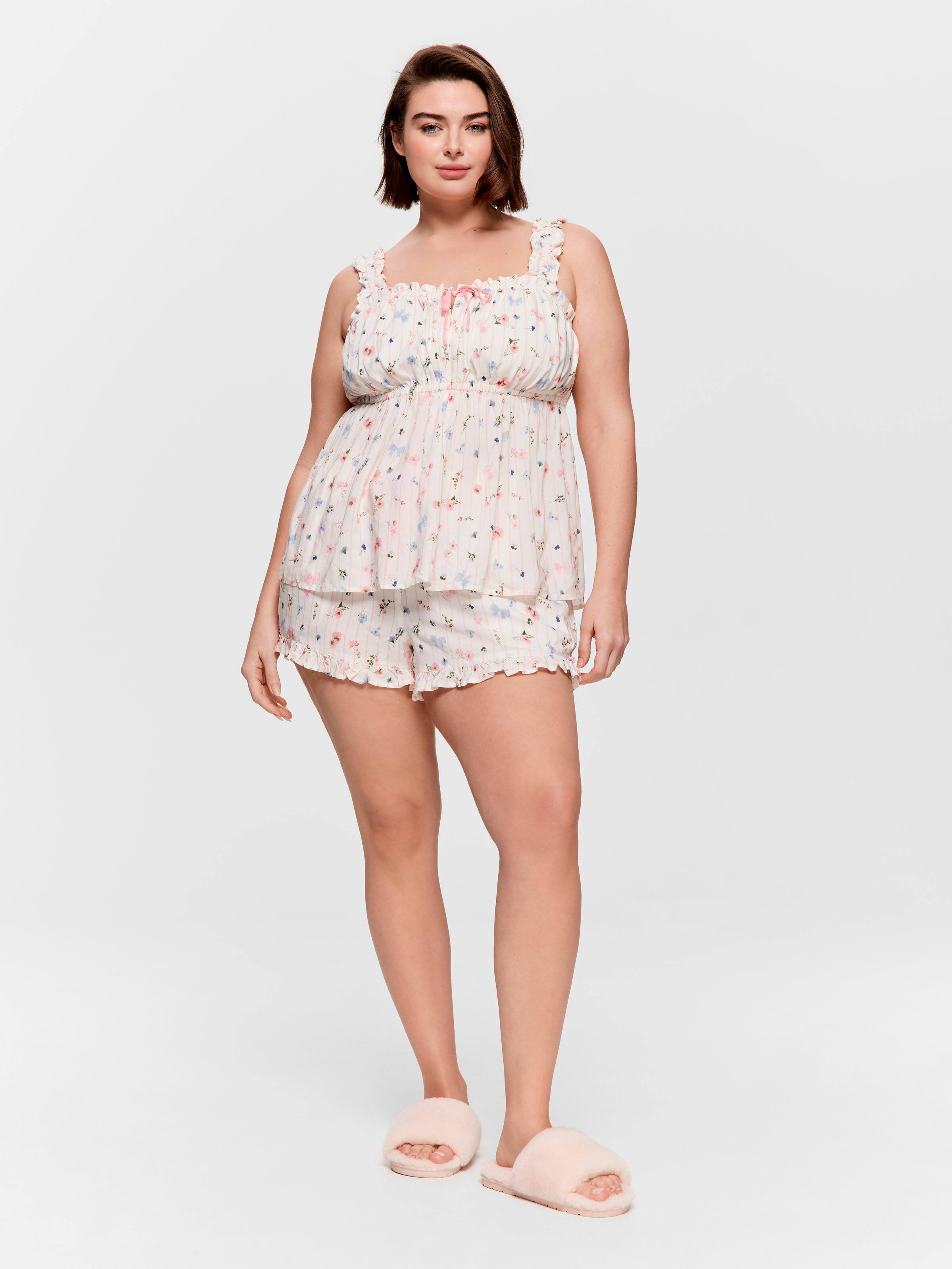 P.A. Plus Ditsy Floral Ruffle Shortie Pj Set