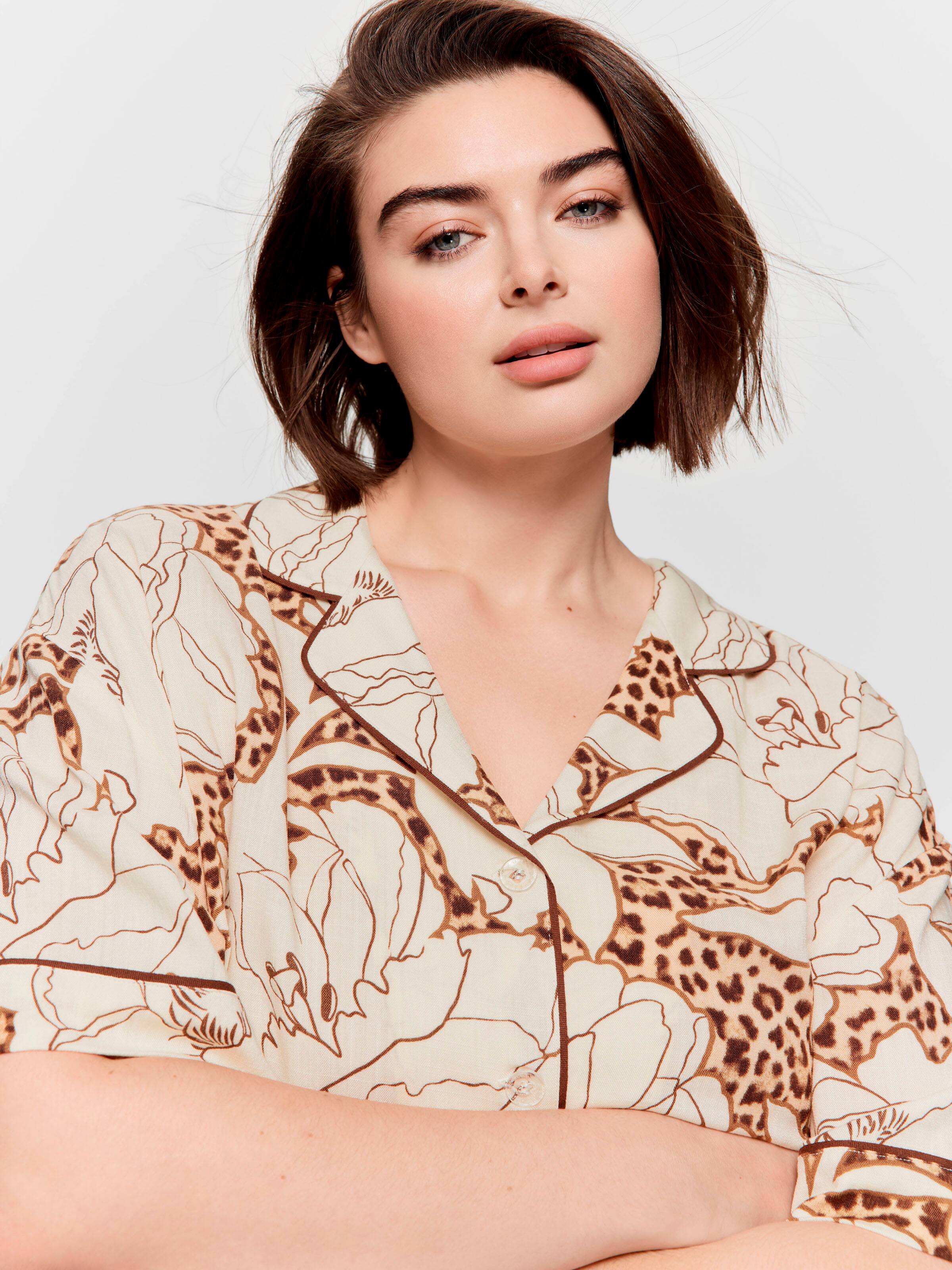 P.A. Plus Rose Print Short Sleeve Classic Pj Set