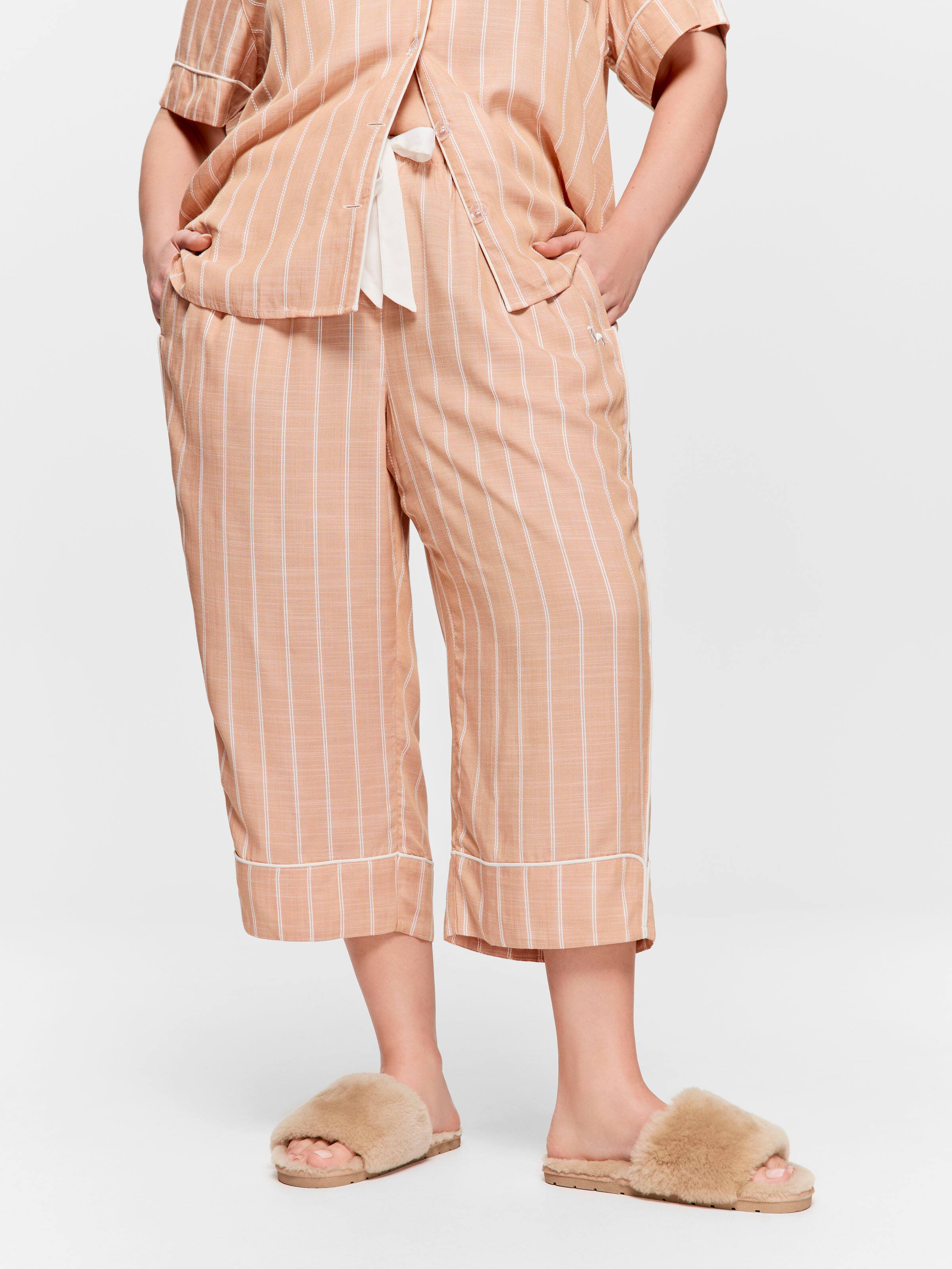 P.A. Plus Chocolate Stripe 100% Textured Viscose 3/4 Pj Pant