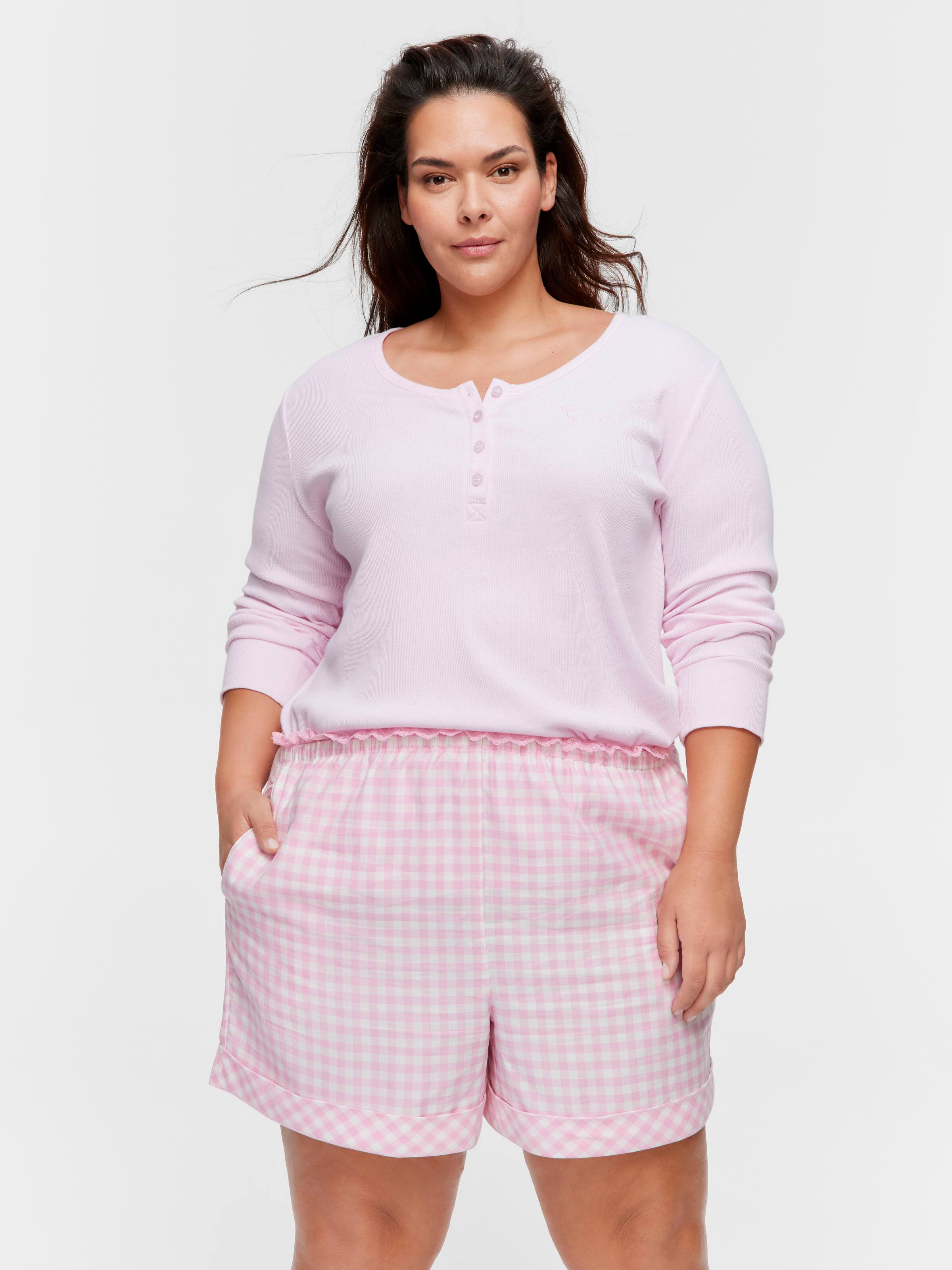 P.A. Plus Pink Gingham Check Mid Short