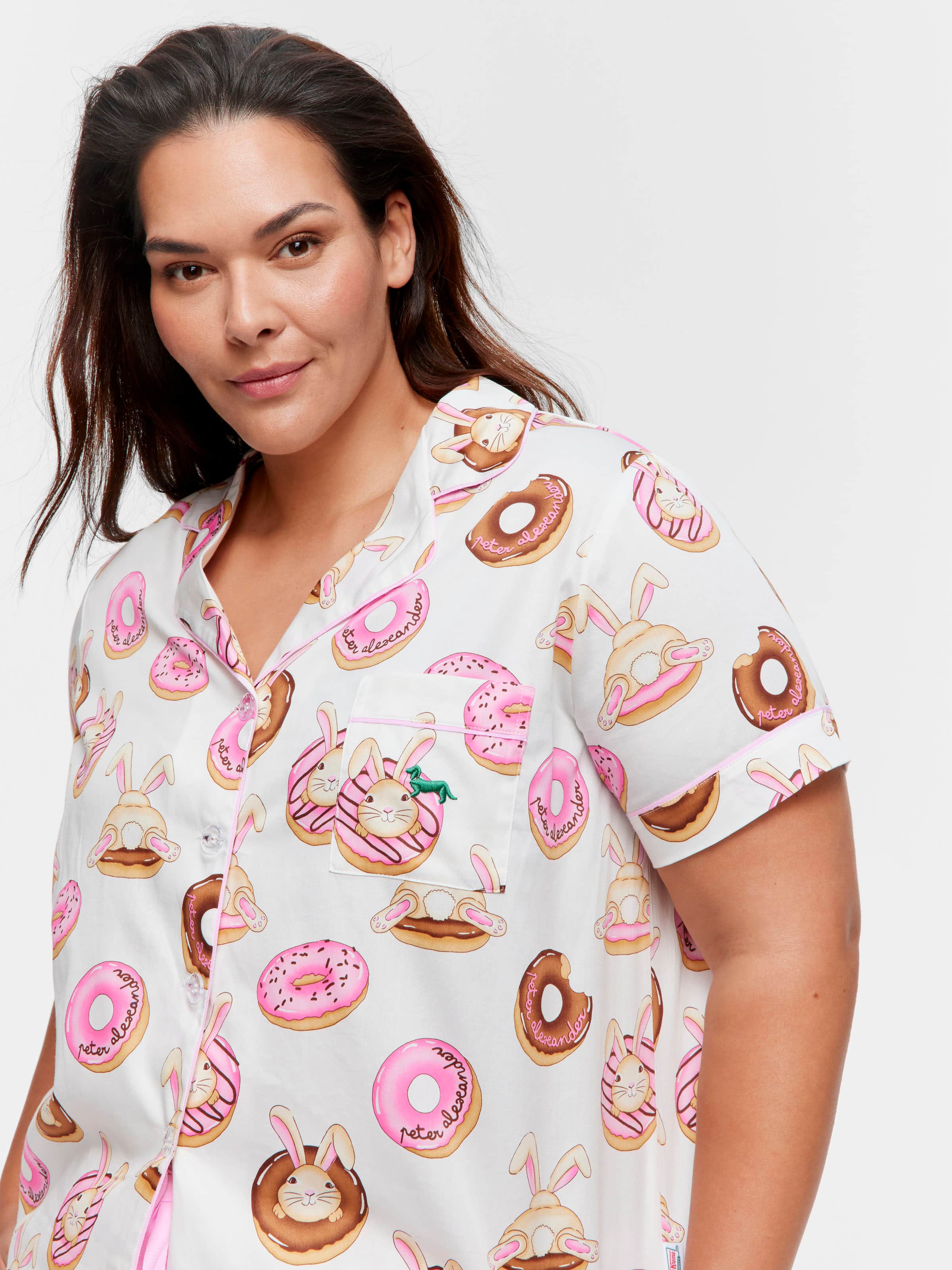 P.A. Plus Krispy Kreme Pink Bunnies Shortie Pj Set