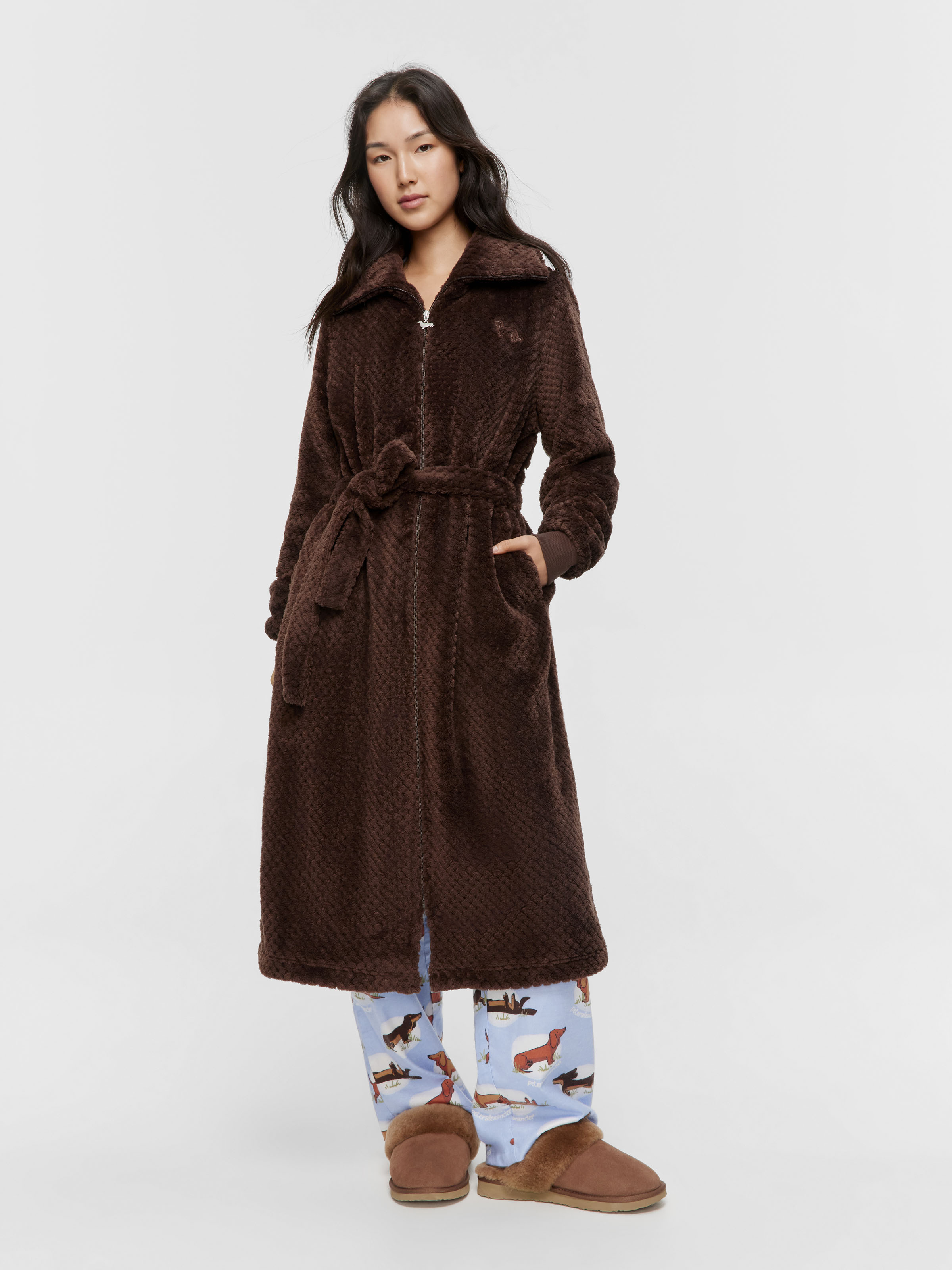 Chocolate Zip Front Fleece Gown