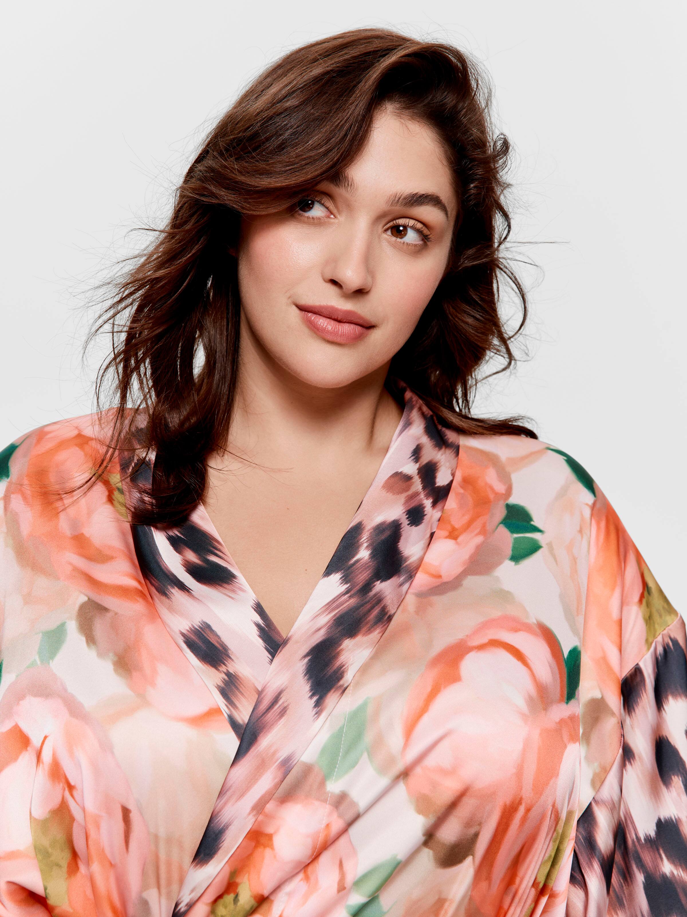 P.A. Plus Floral Leopard Long Satin Gown