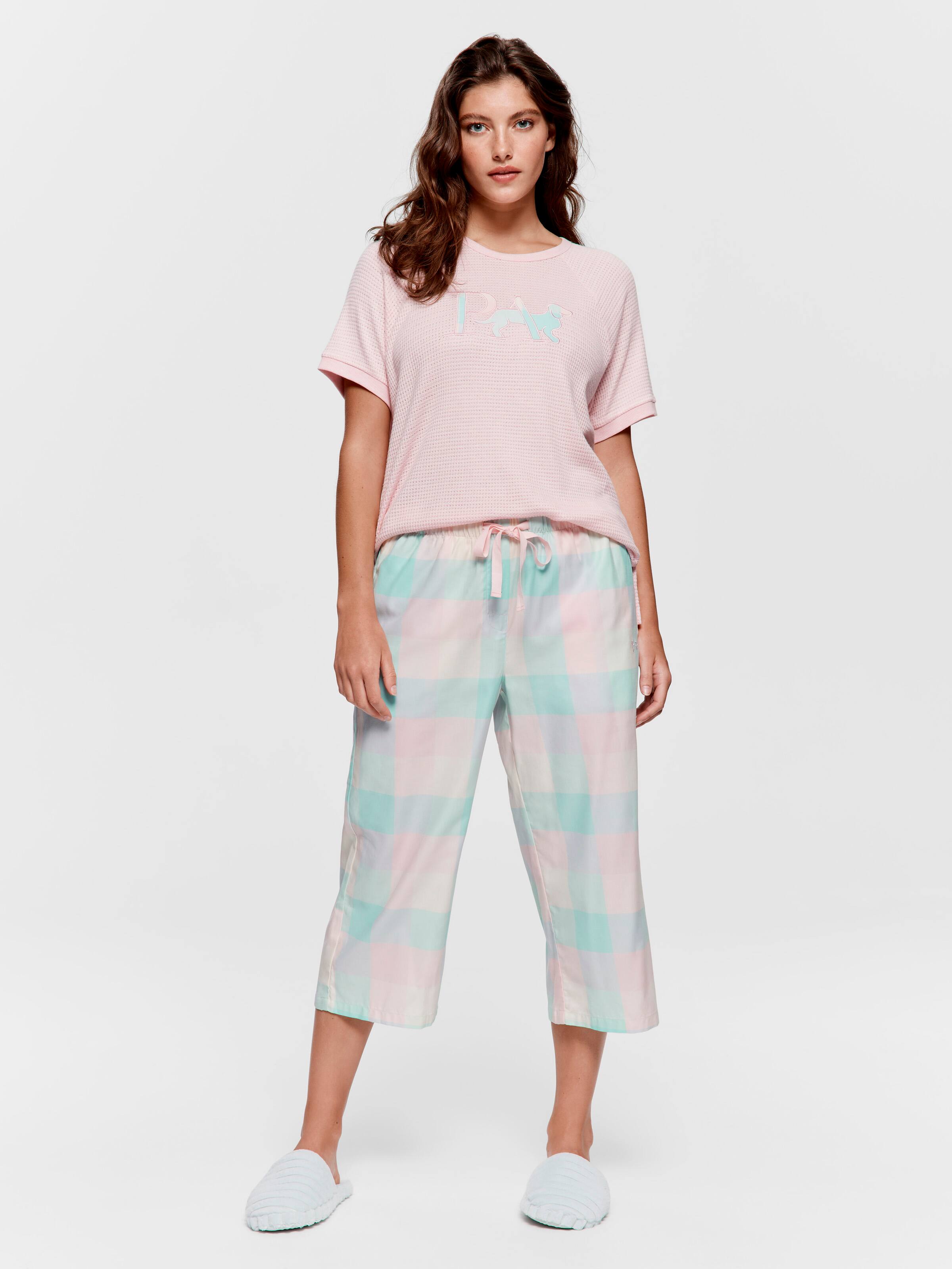 Pink Buffalo Check 100% Cotton 3/4 Pj Pant