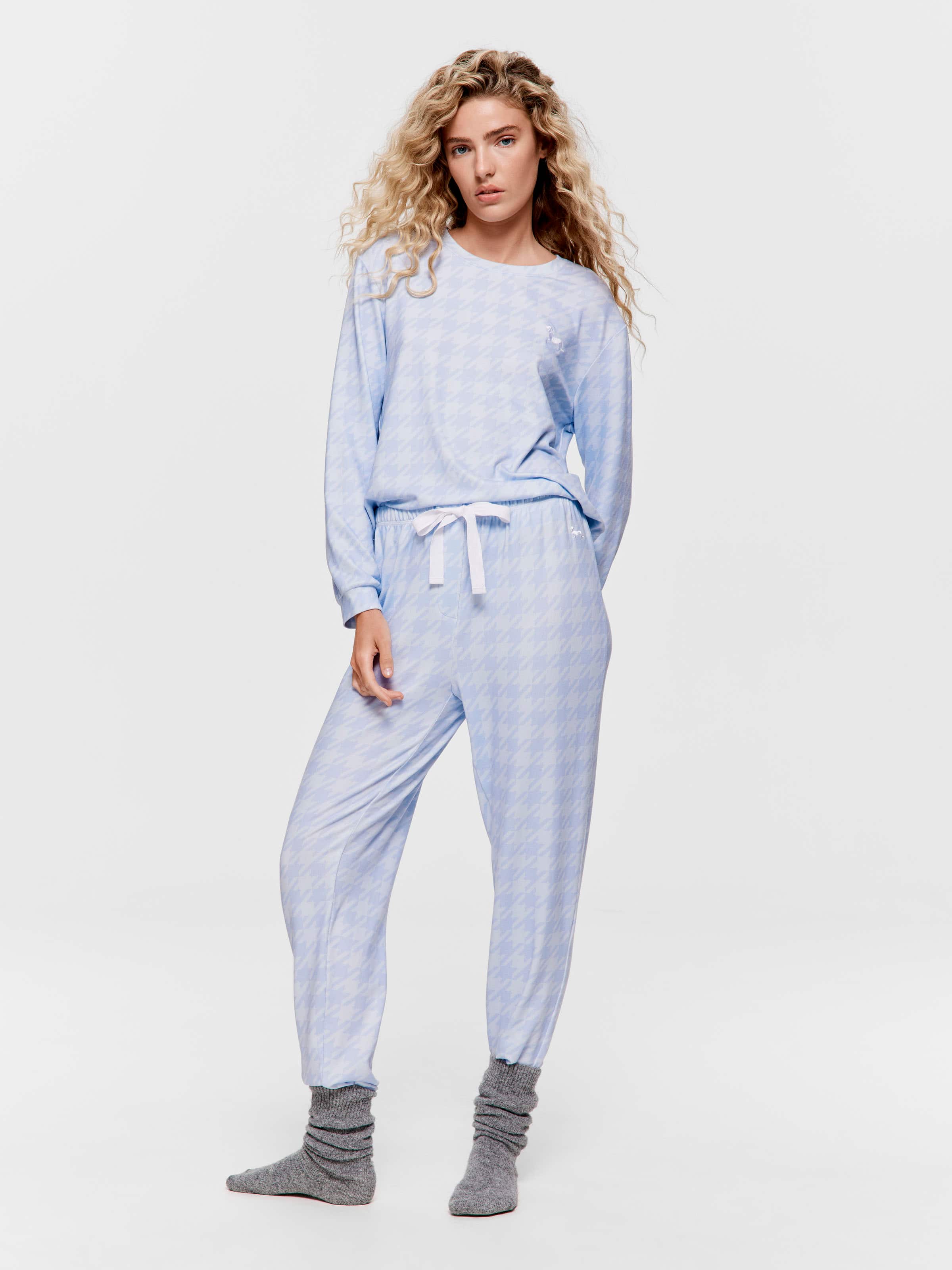 Houndstooth Plush Easy Pj Pant