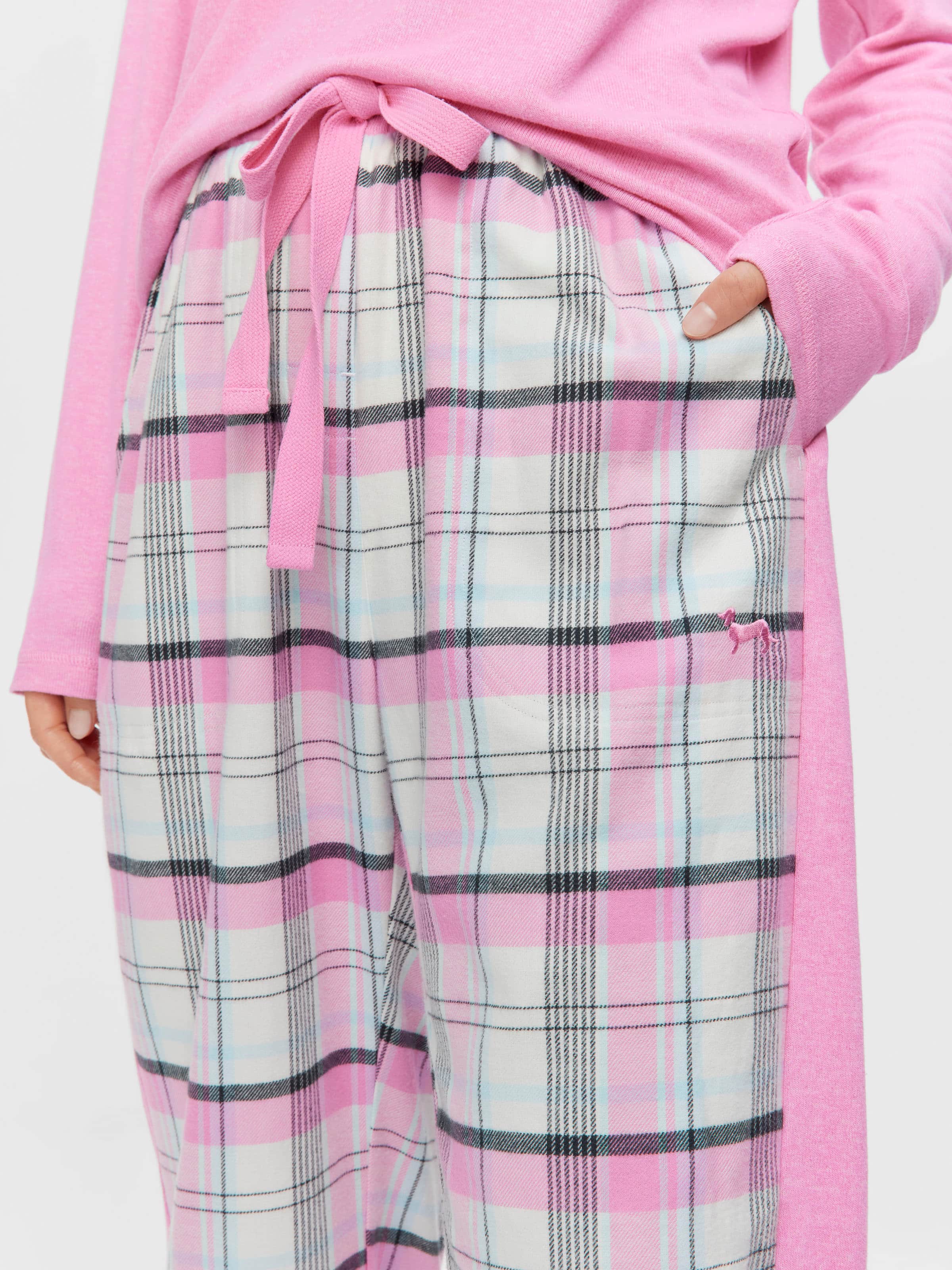 Pink Check Flannelette Legwarmer Pj Pant