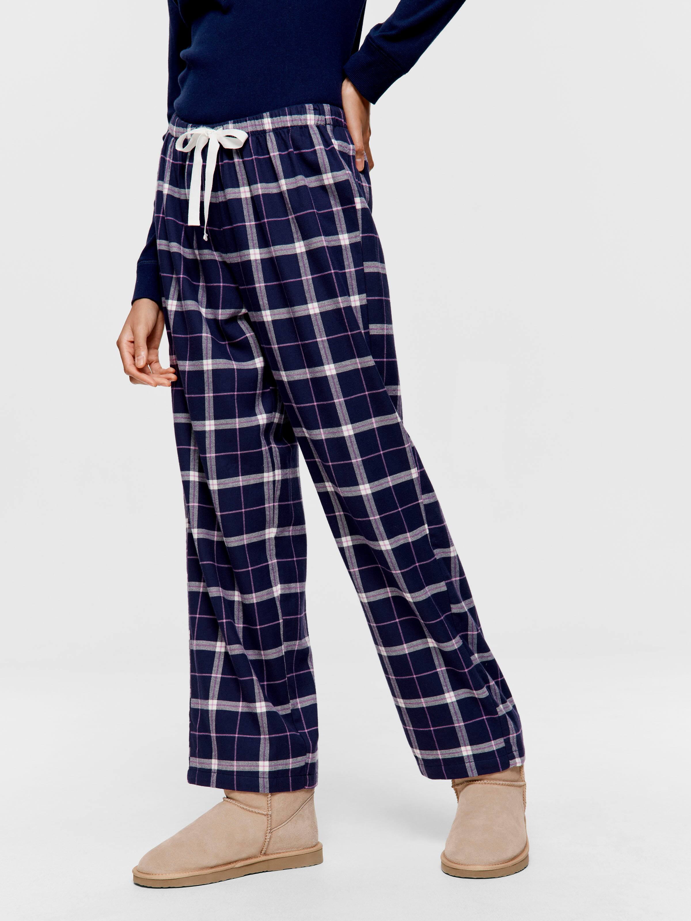 Navy Check Classic Flannelette Pj Pant