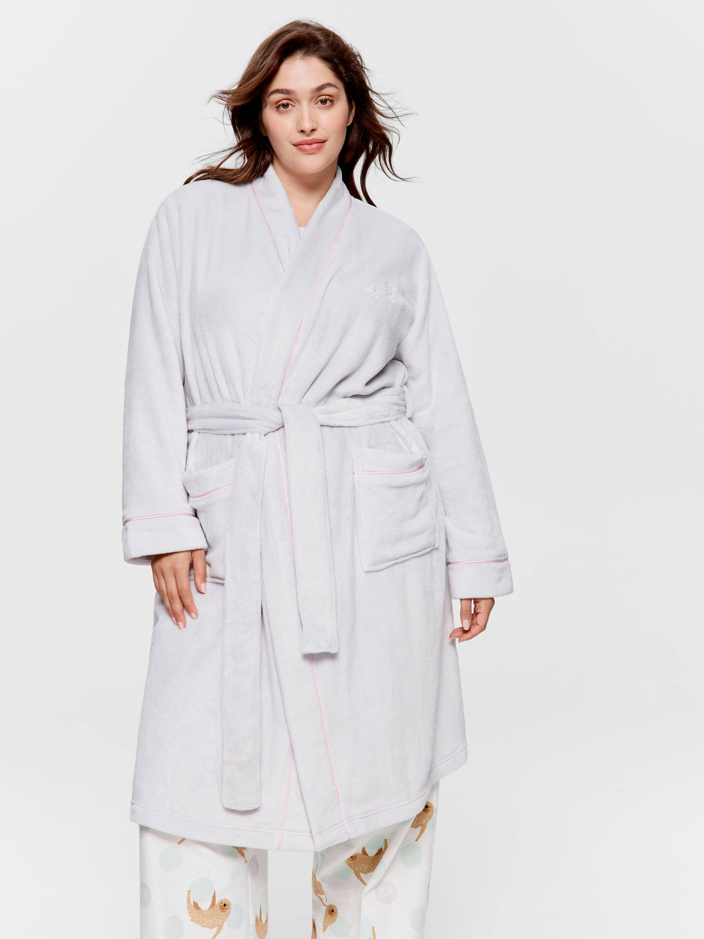 P.A. Plus Grey Classic Fleece Gown