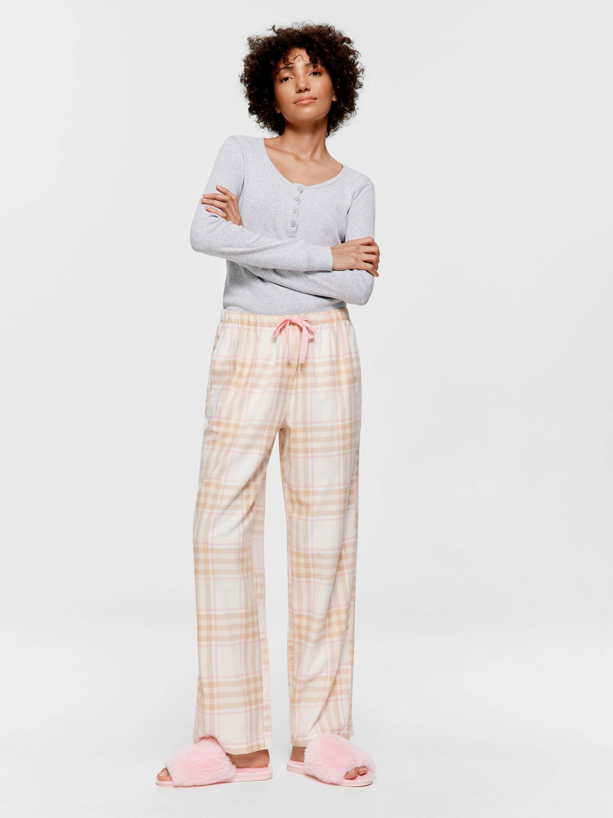 Caramel Check Classic Flannelette Pj Pant