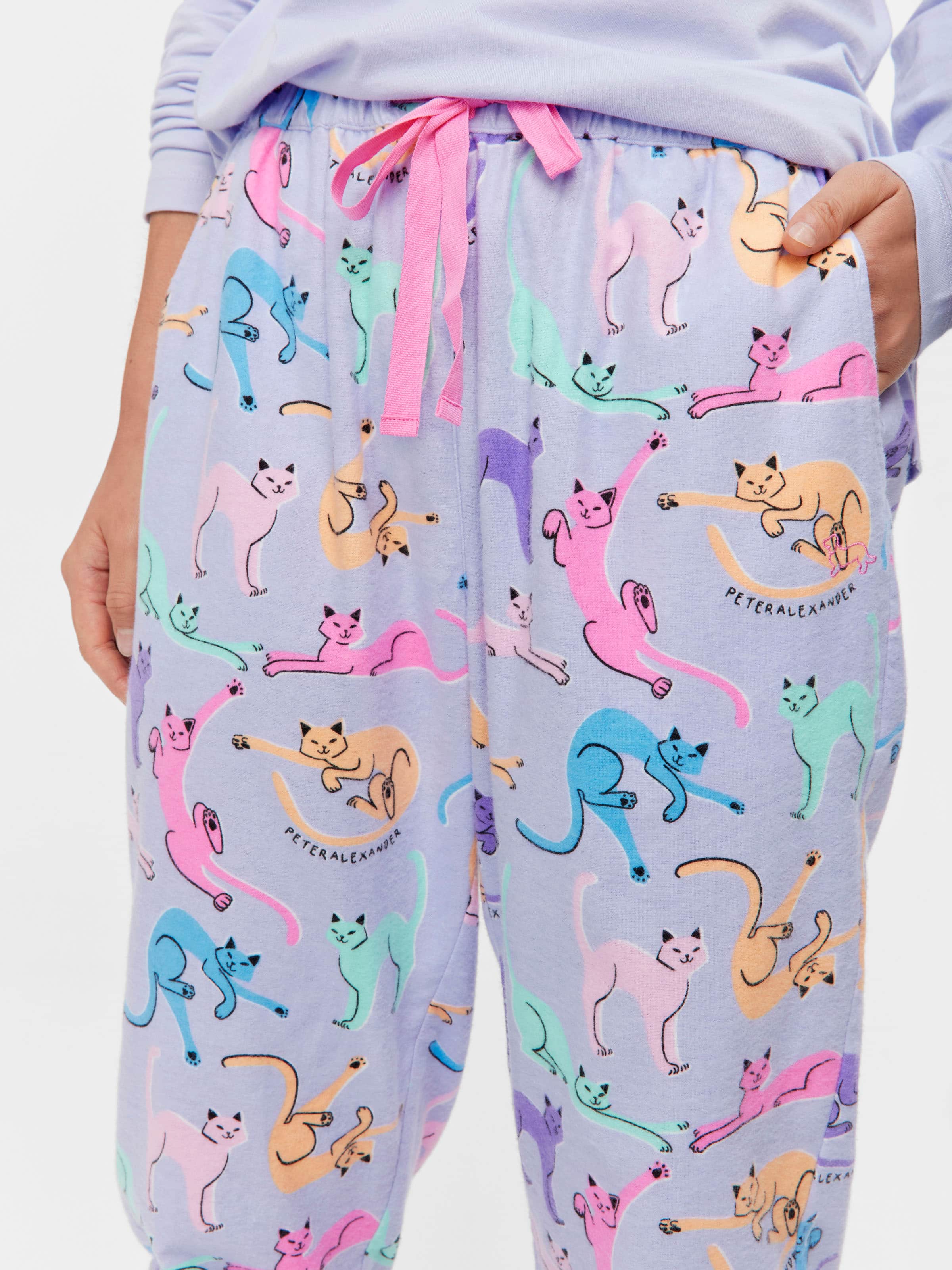 Playful Cats Cuffed Flannelette Pj Pant