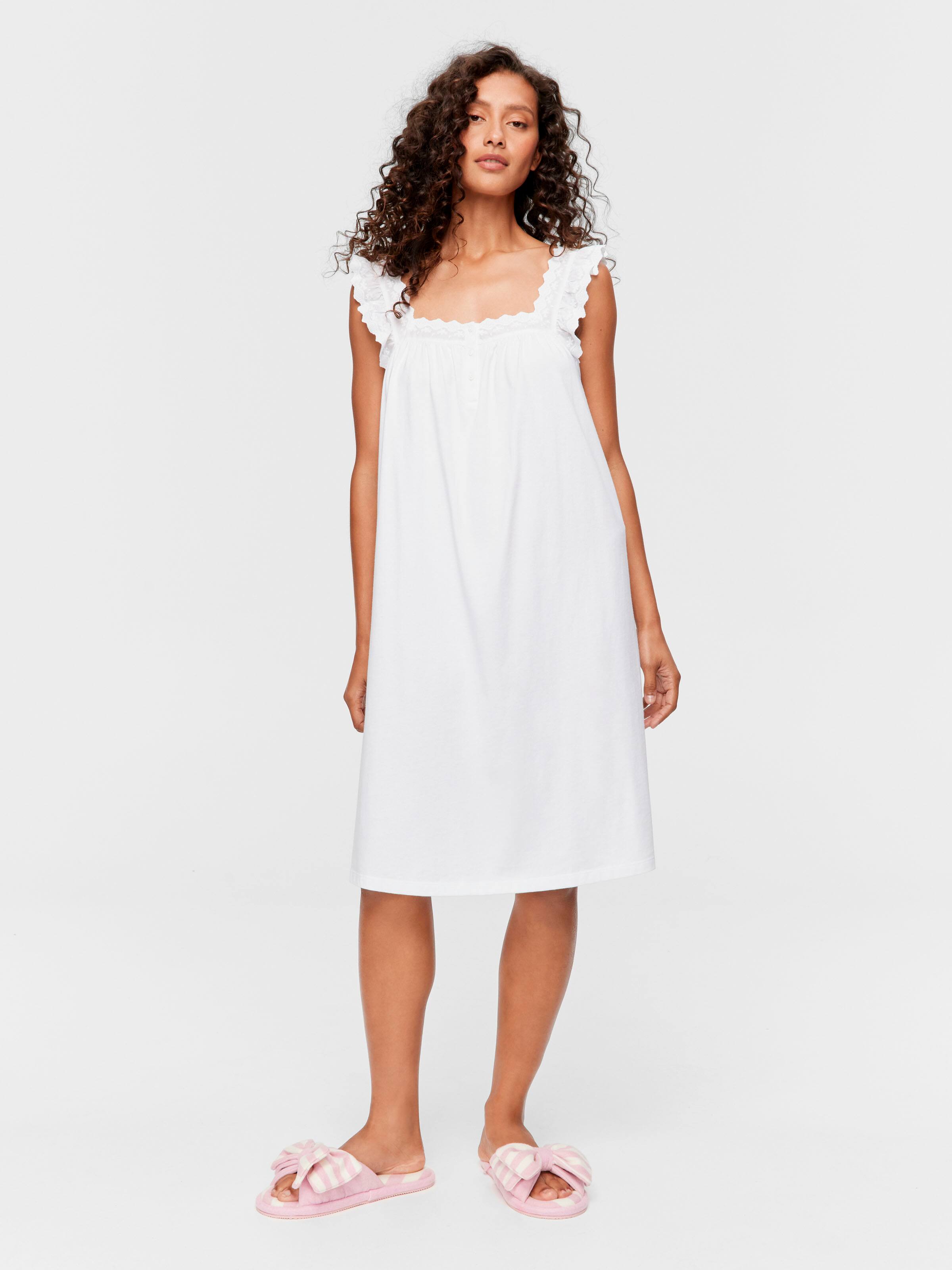 White Broderie Trim 100% Cotton Fashion Nightie