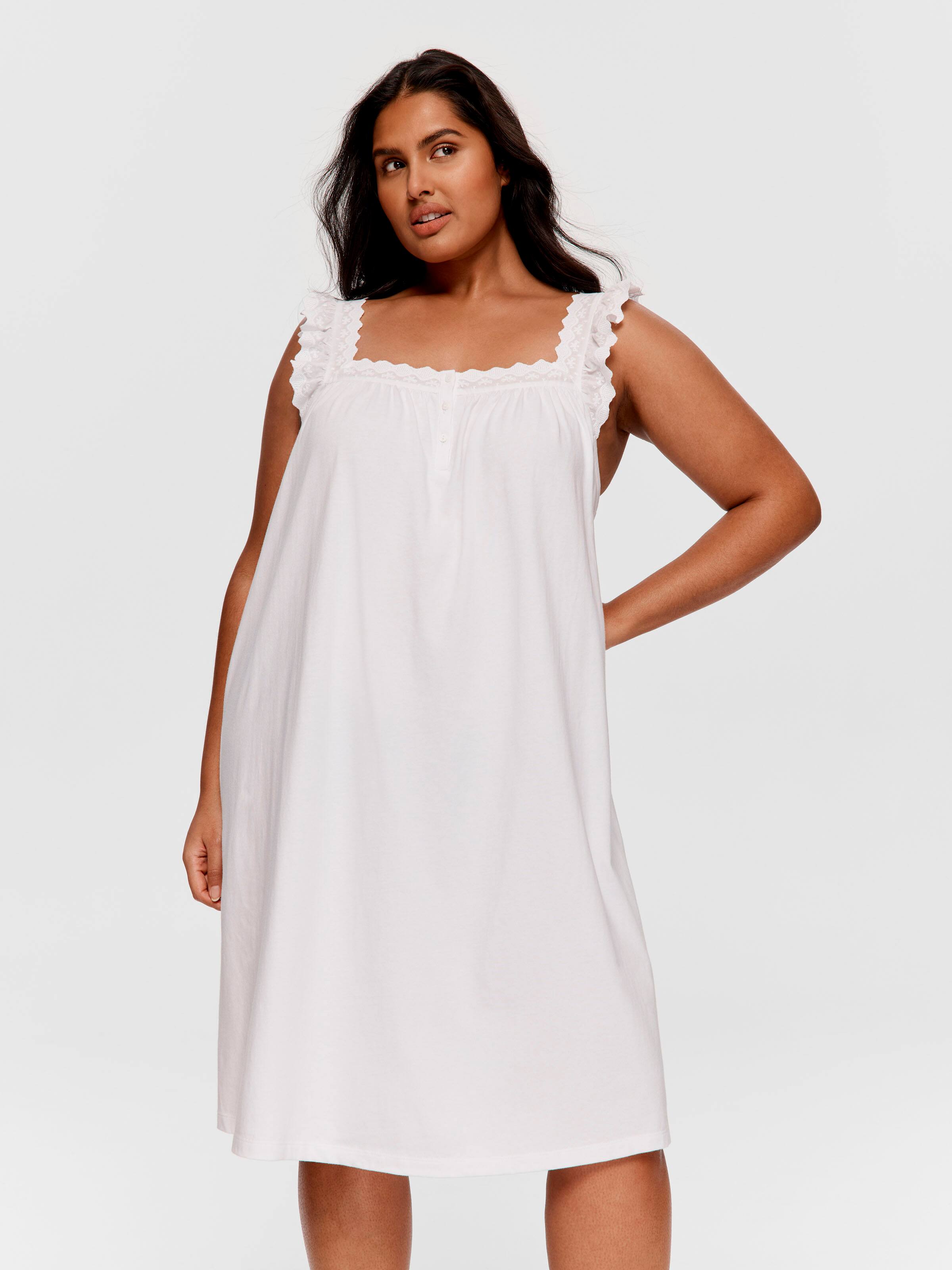 P.A. Plus White Broderie Trim 100% Cotton Fashion Nightie
