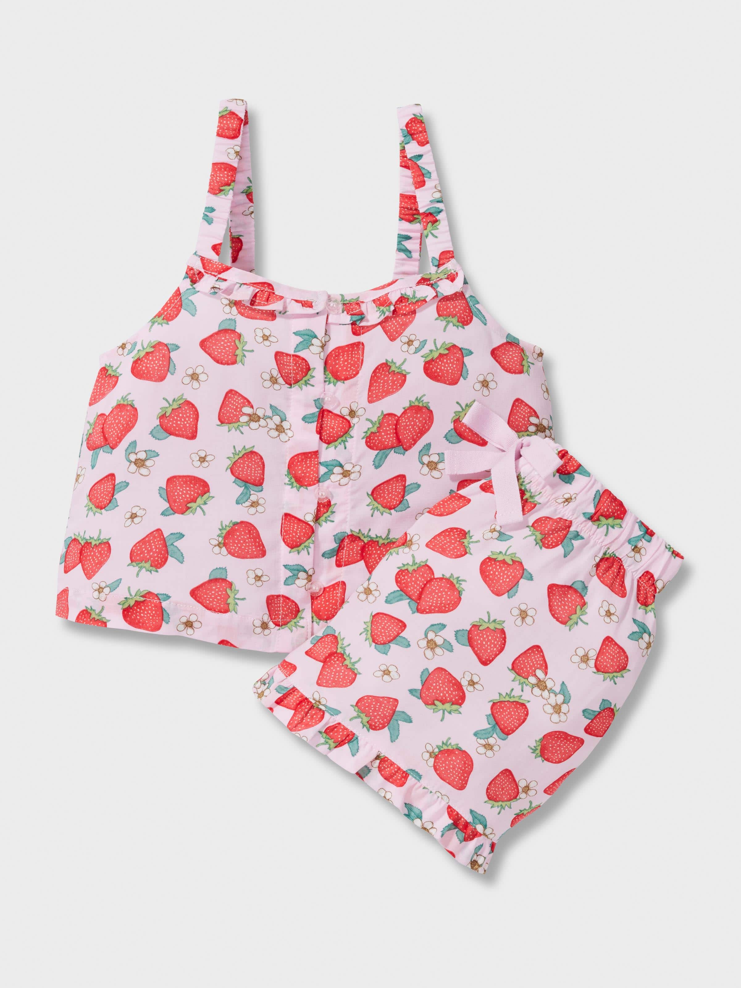 Girls Strawberry Cami Short Pj Set