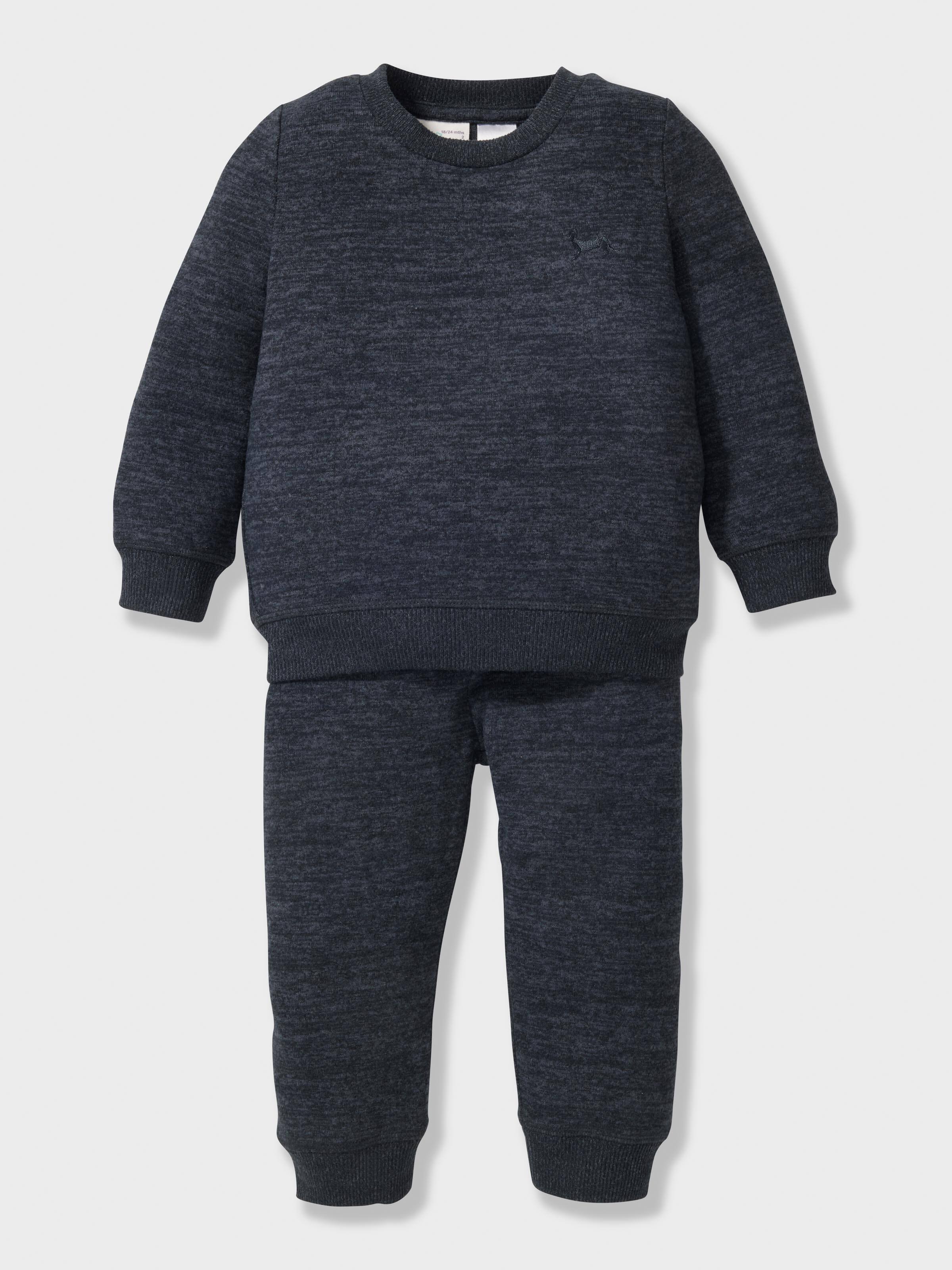 Baby Charcoal Plush Long Pj Set