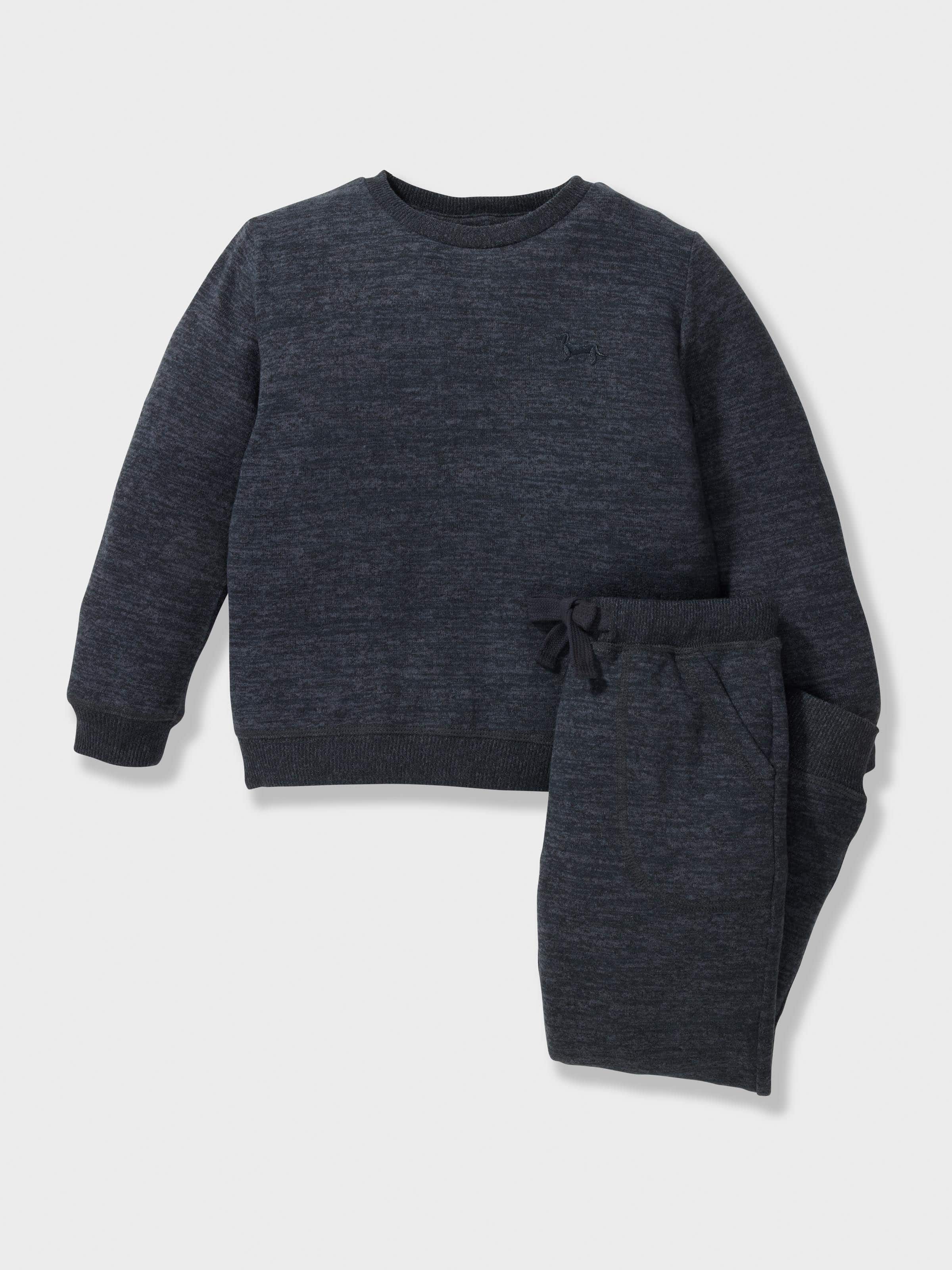 Jnr Boy Charcoal Plush Long Pj Set