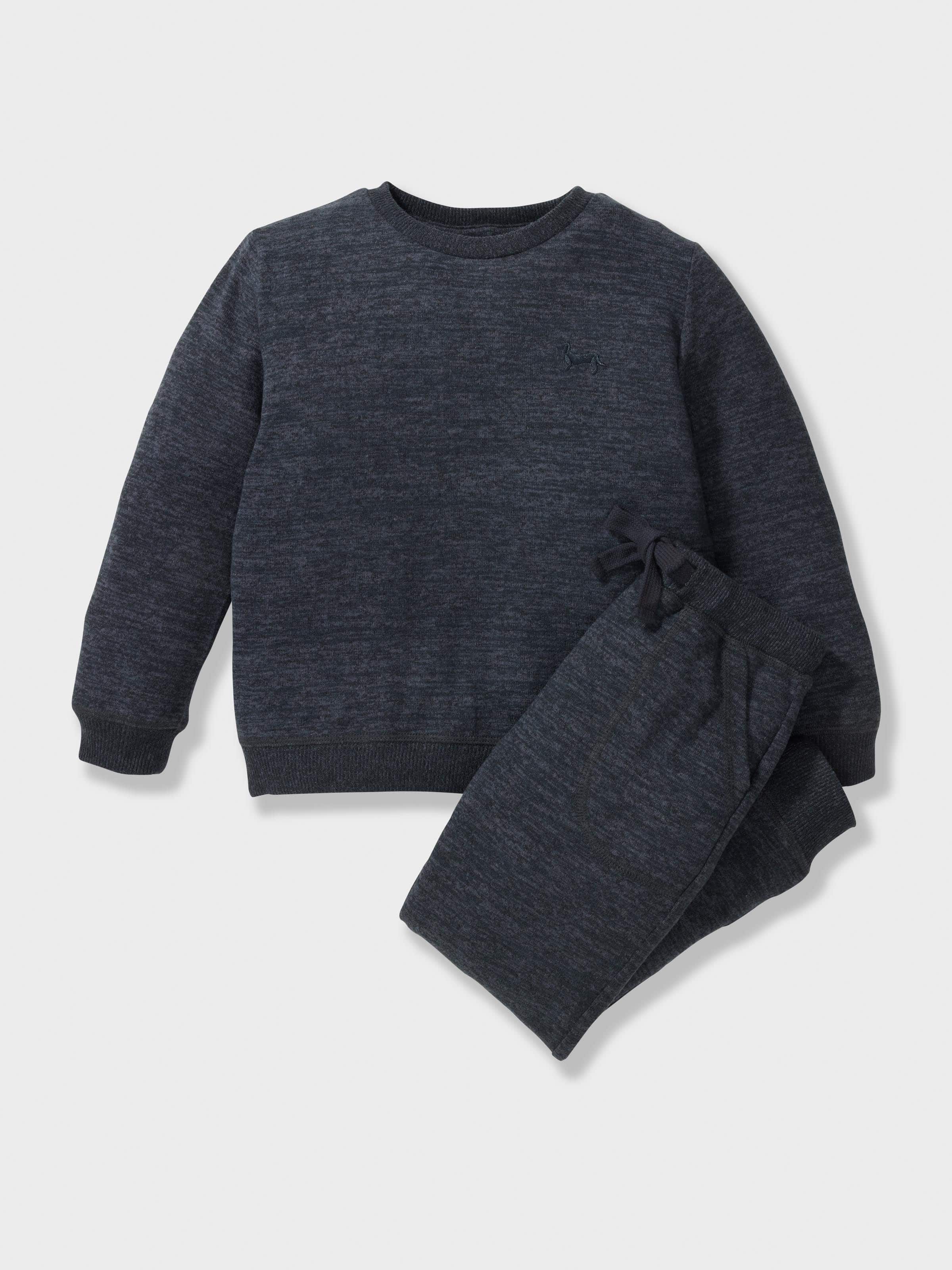 Boys Charcoal Plush Long Pj Set