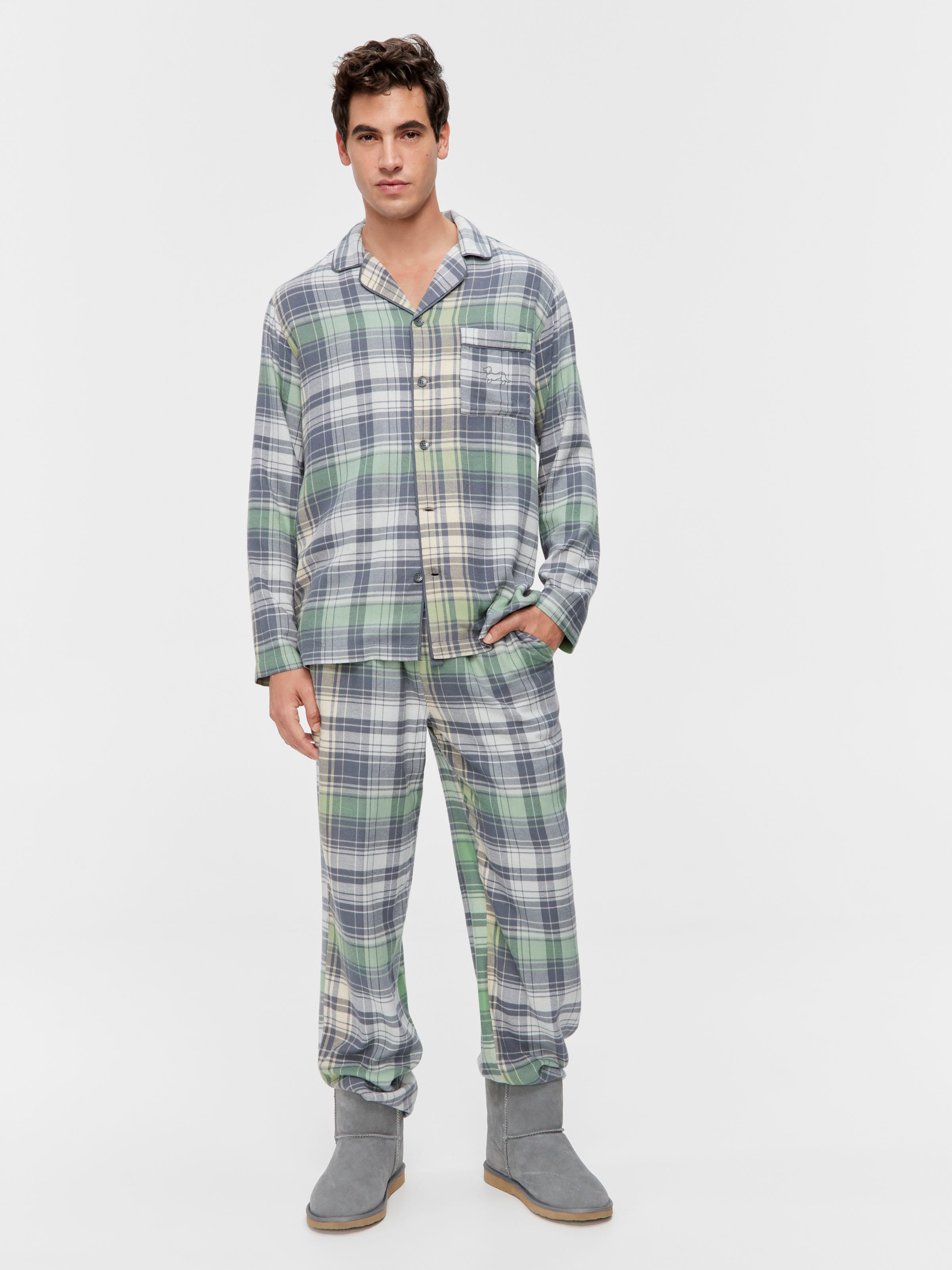 Cowboy Check Flannelette Long Sleeve Pj Set