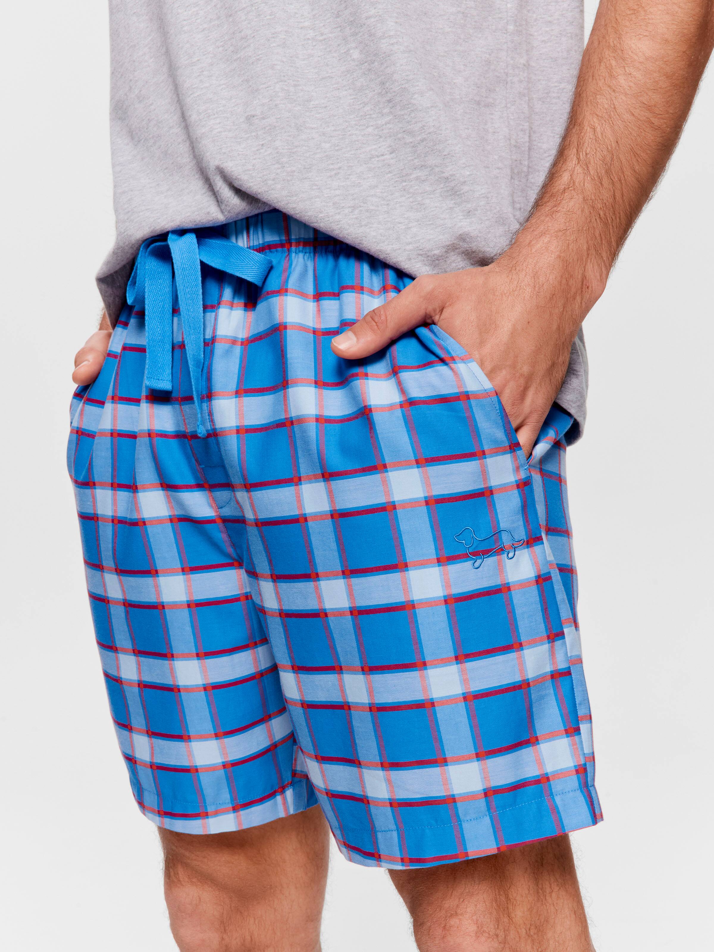 Blue Check Mid Short