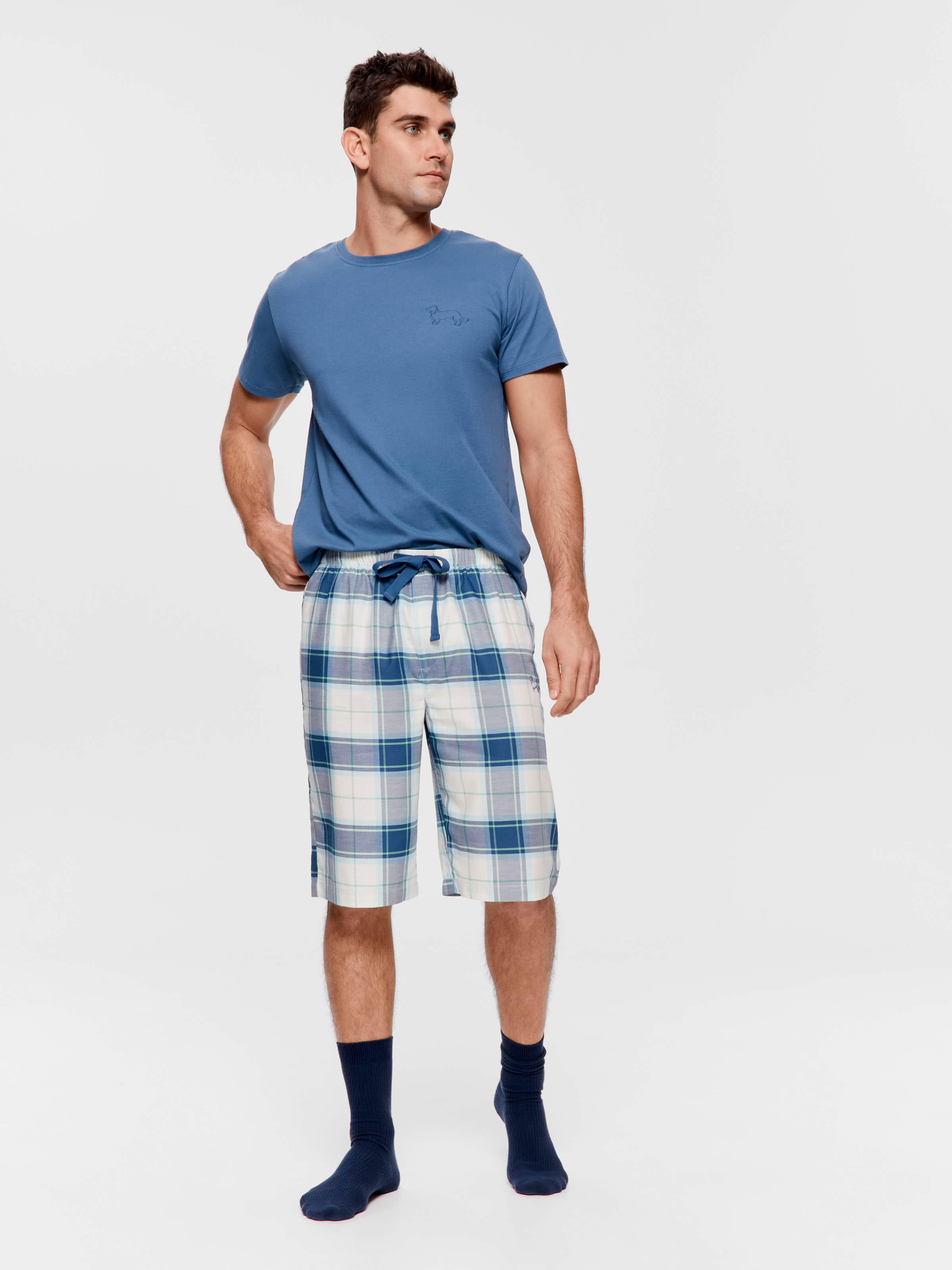 Classic Windowpane Check Long Pj Short