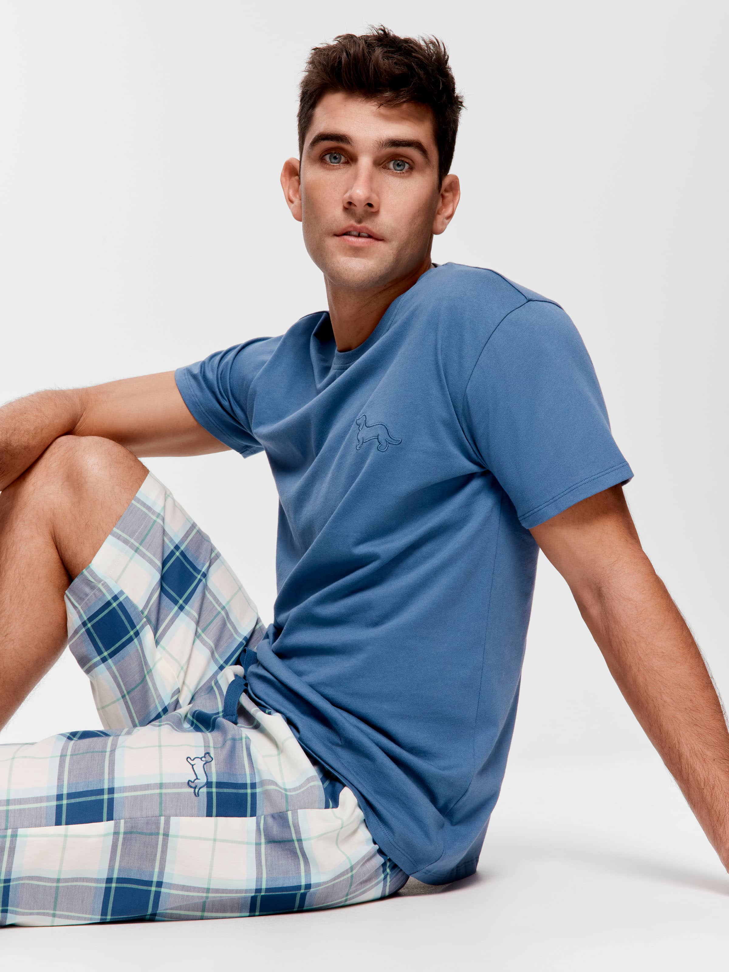 Classic Windowpane Check Long Pj Short