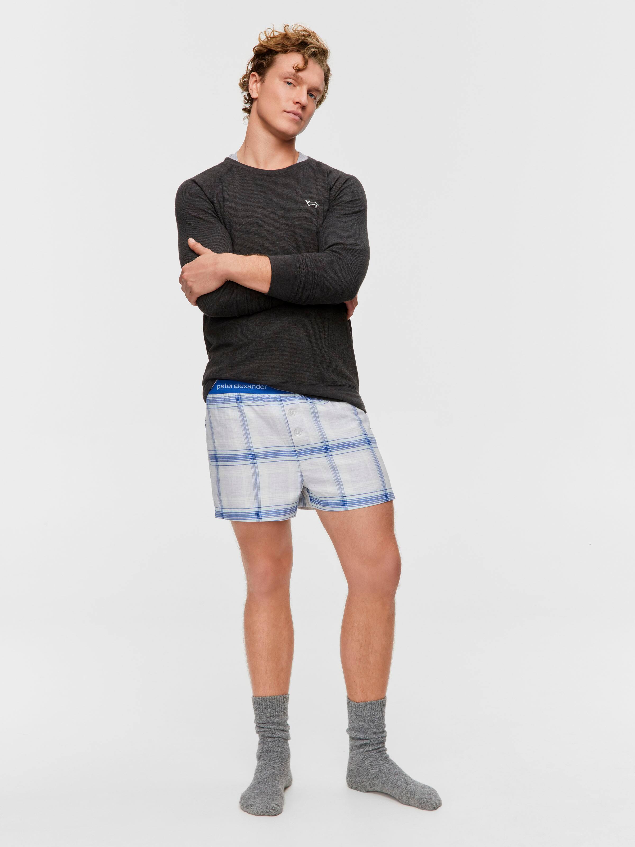 Navy Check Boxer Short