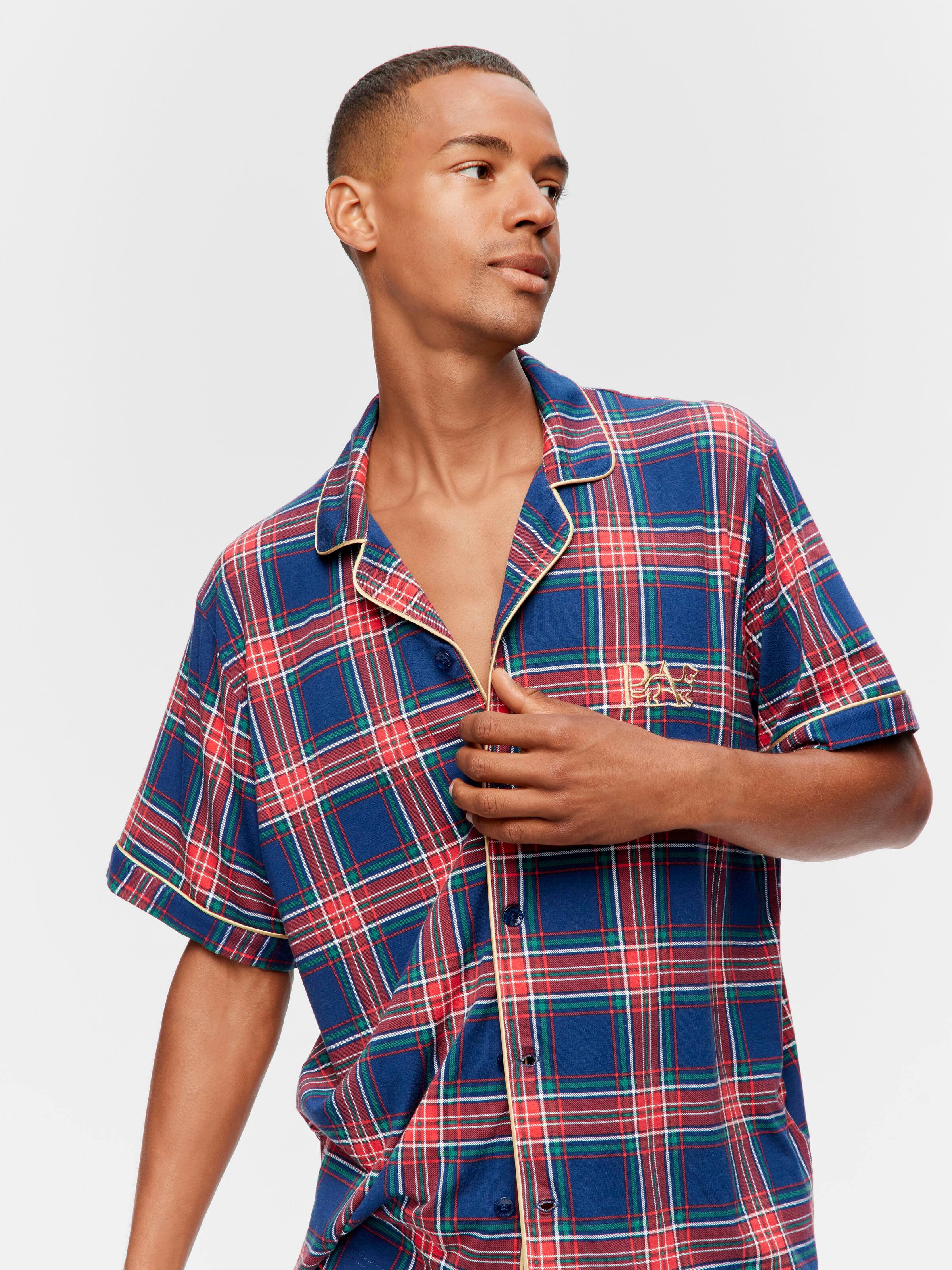 Navy Tartan Bamboo Blend Short Sleeve Pj Set