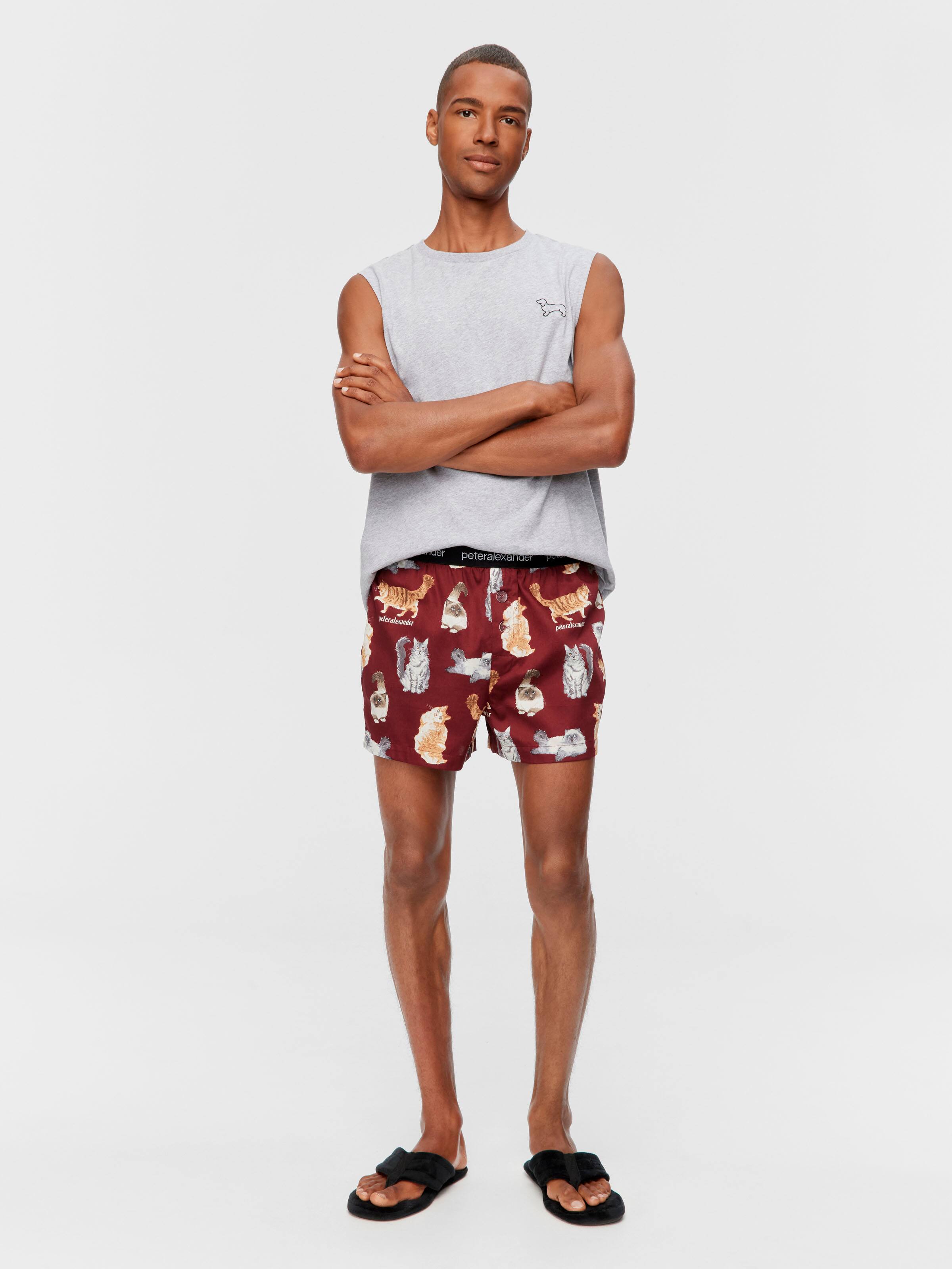 Burgundy 100% Cotton Cats Boxer Short