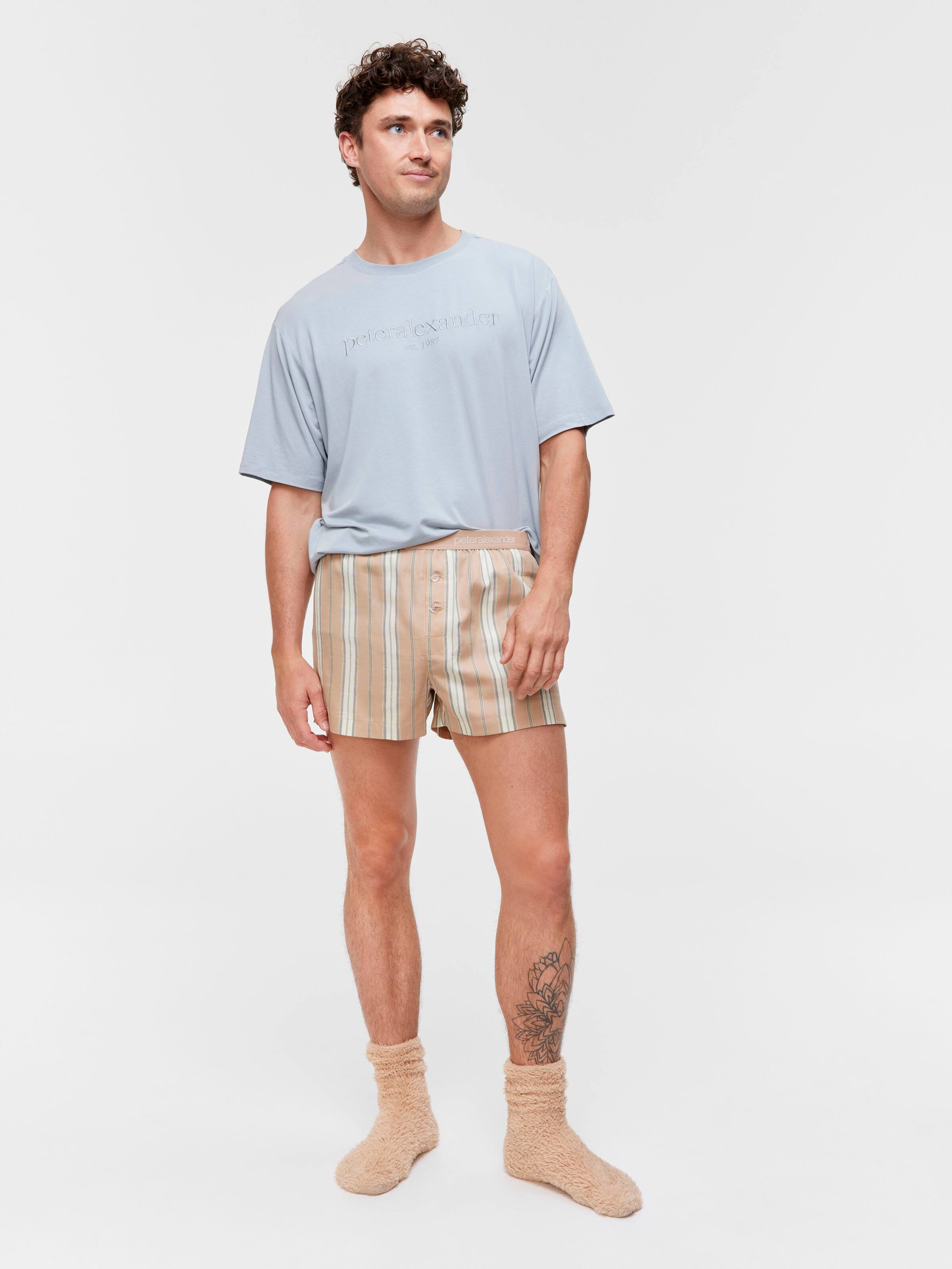 Mocha Stripe 100% Cotton Boxer Short