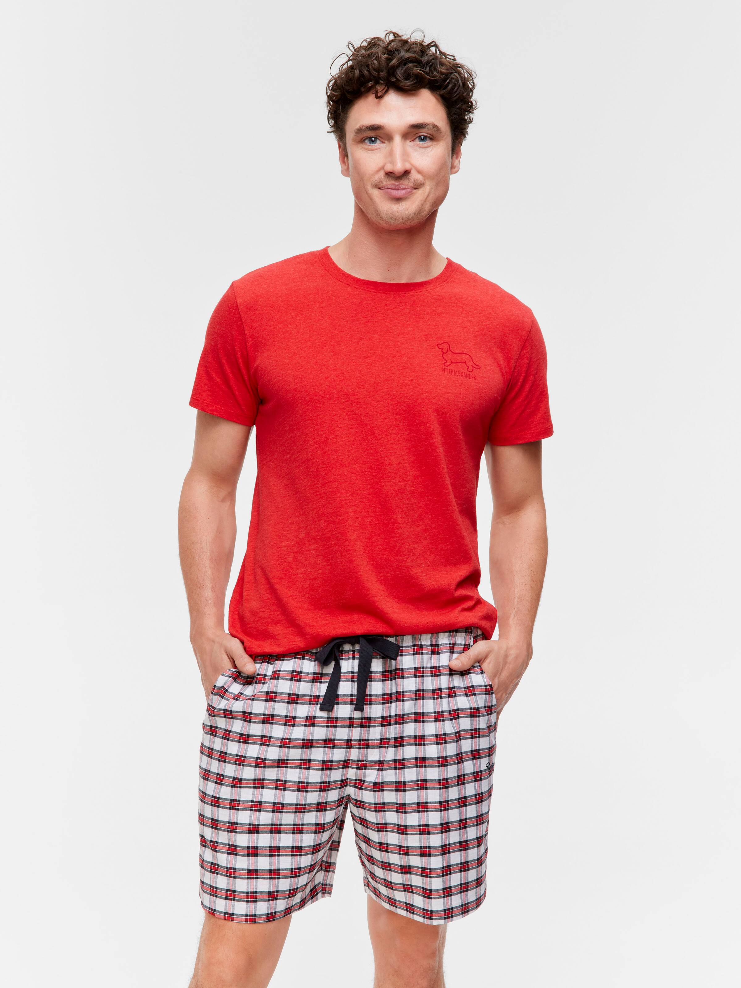 Red Check 100% Cotton Mid Short