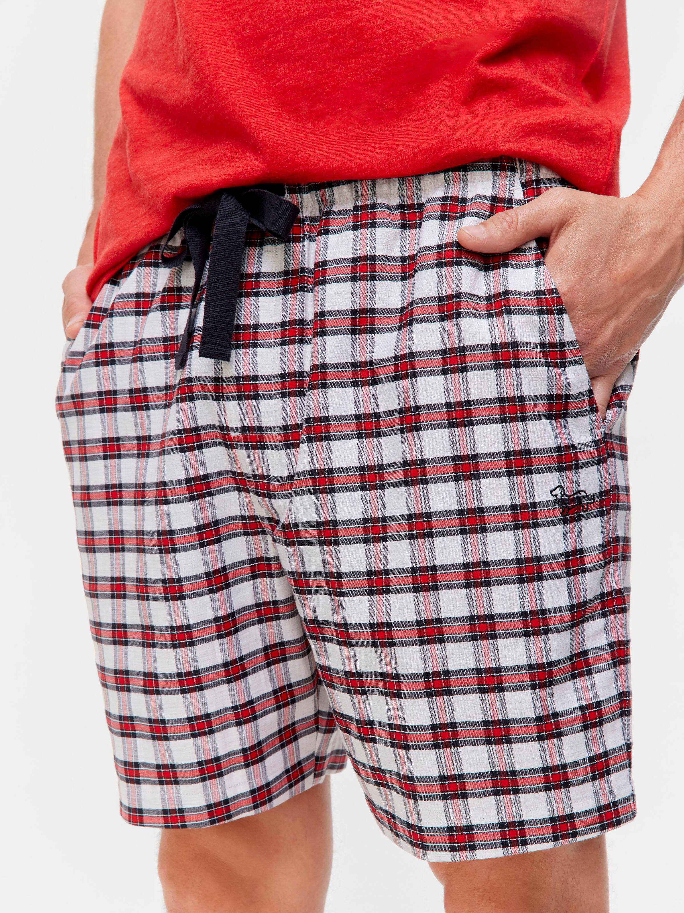 Red Check 100% Cotton Mid Short
