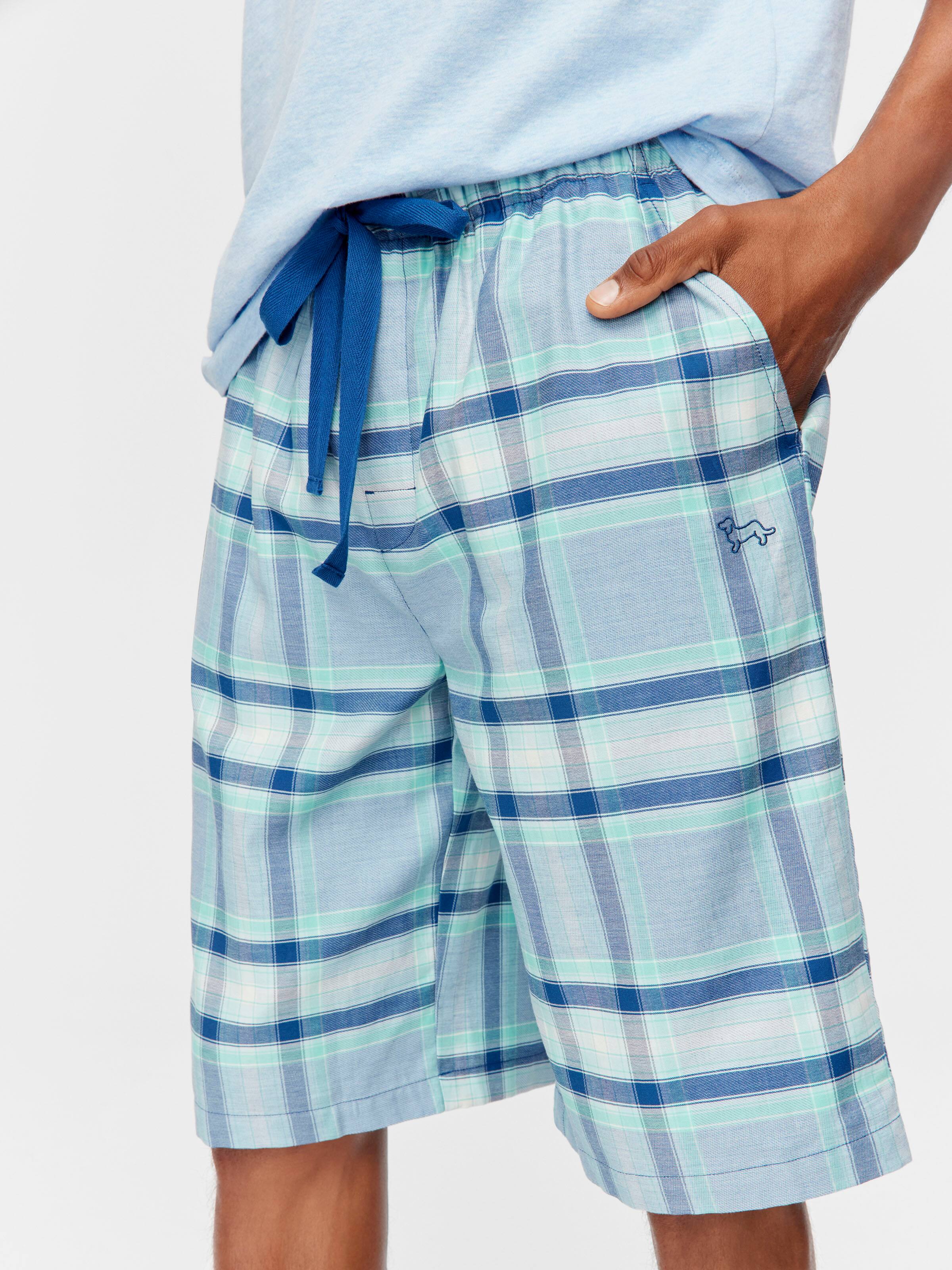 Blue Check 100% Cotton Sleep Short